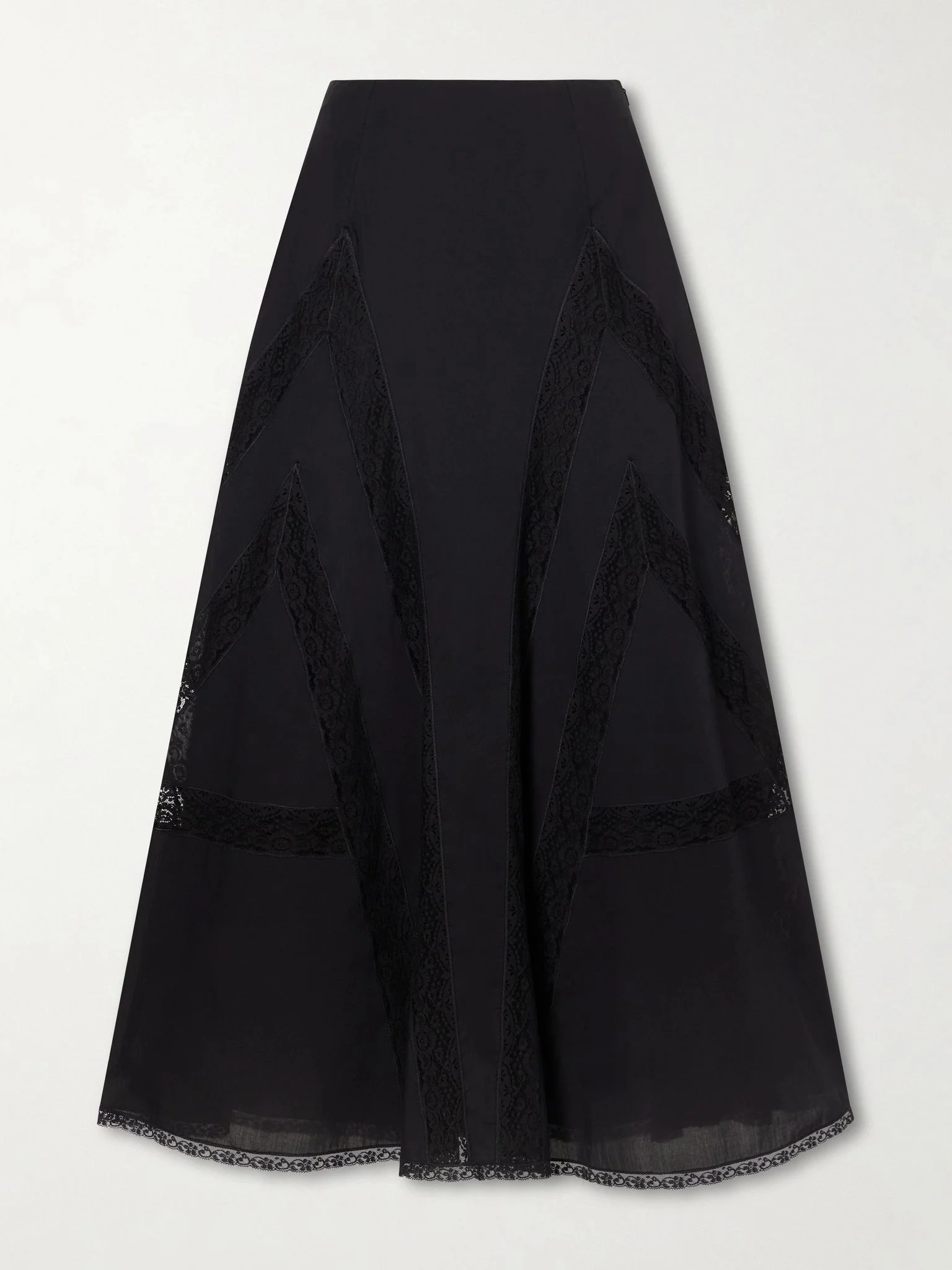 Vieste lace-trimmed cotton-muslin maxi skirt Black - 1
