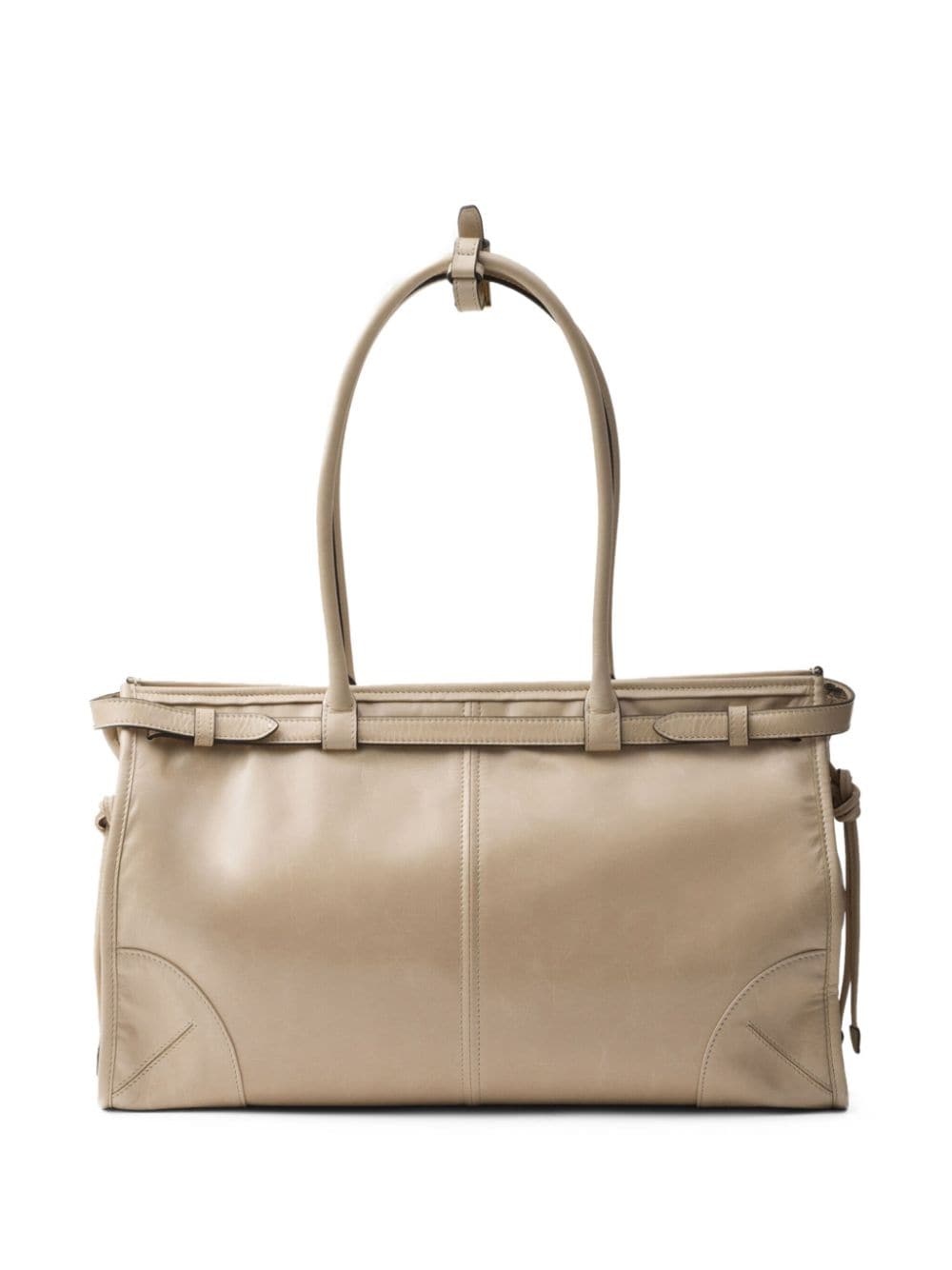 large enamel triangle logo belted handbag - 3
