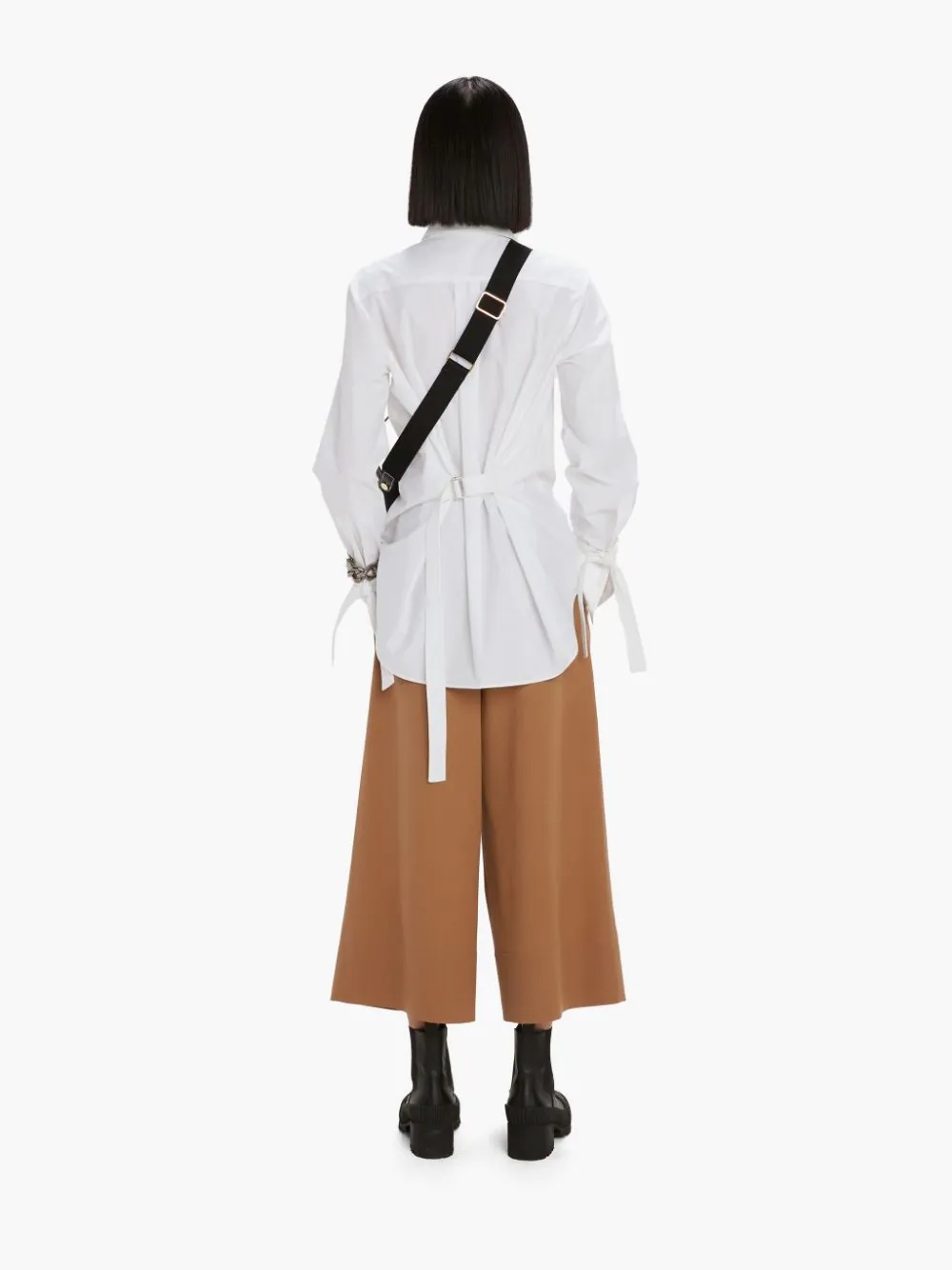 PLEAT FRONT WIDE LEG CROPPED TROUSERS - 4