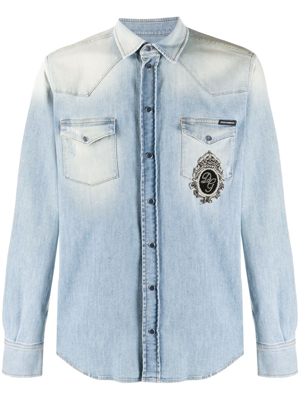 embroidered-logo denim shirt - 1