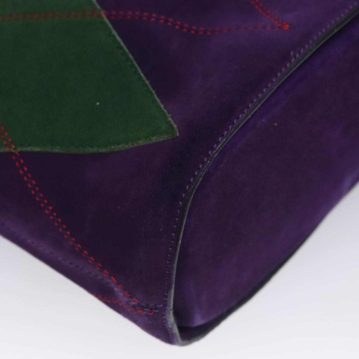 CELINE Circle Shoulder Bag Suede Purple Green Gold - 12