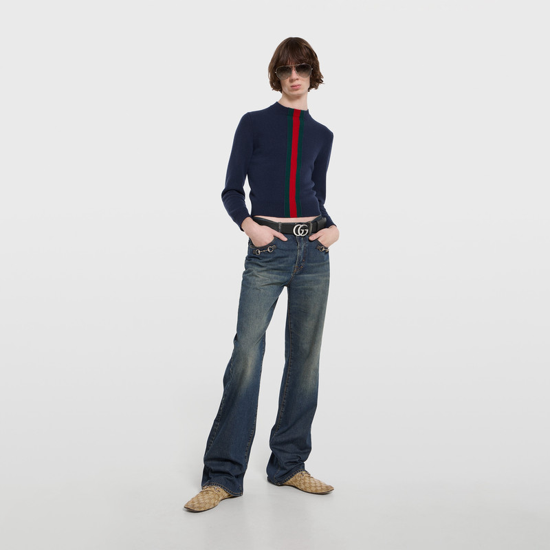 GUCCI Cotton denim pants with Horsebit detail outlook