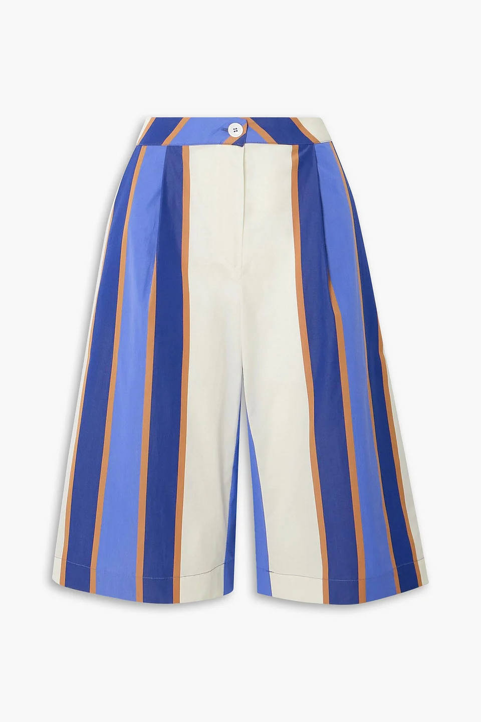 Pleated printed cotton-voile shorts - 1