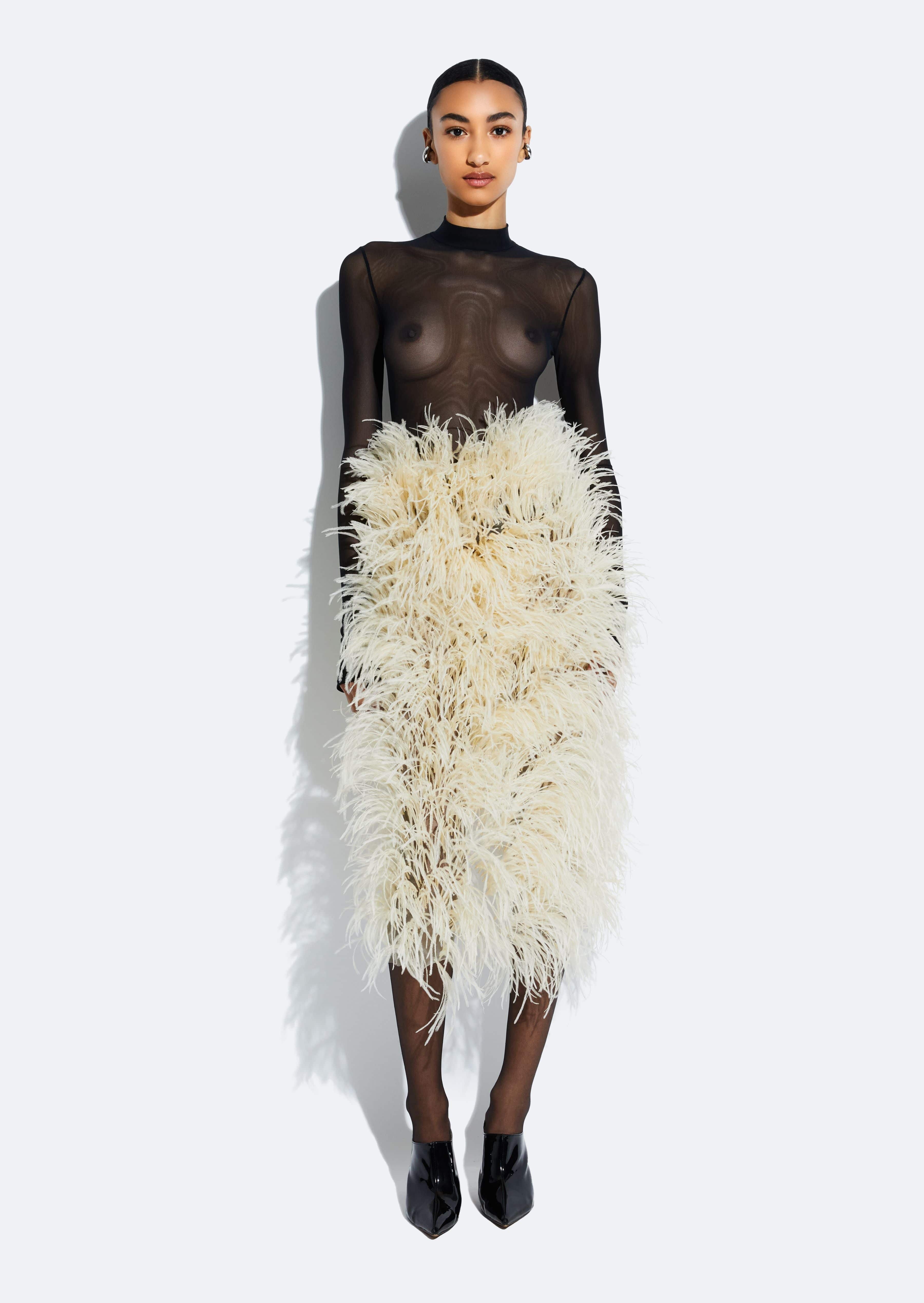 Marbled Feathers High Waist Skirt - 3