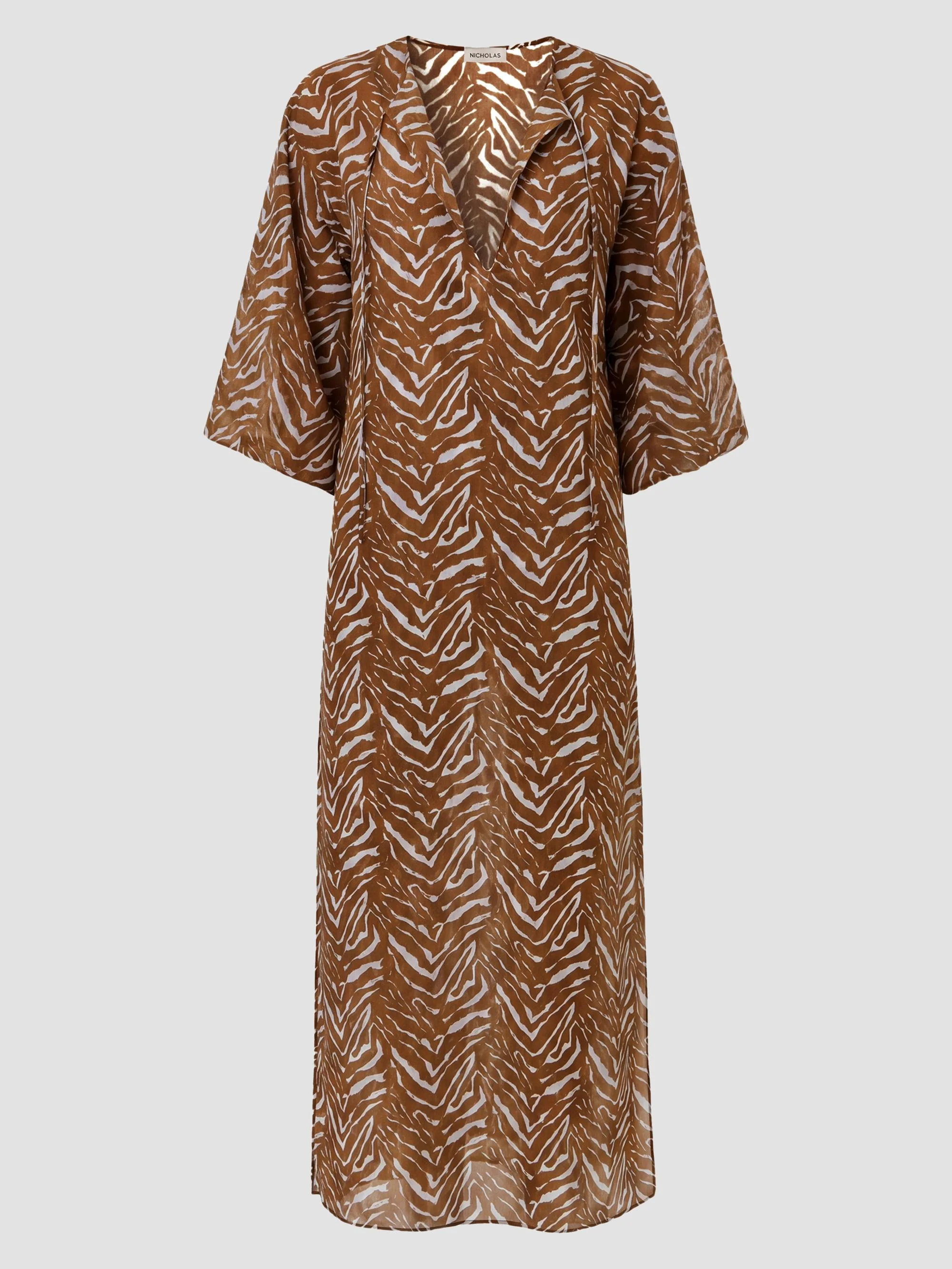 Women's Jovana Cotton-Silk Caftan Maxi Dress - Abstract Animal - 1