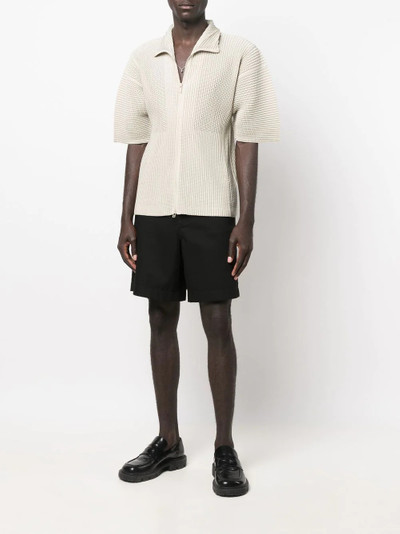 ISSEY MIYAKE plissé high-neck zipped top outlook