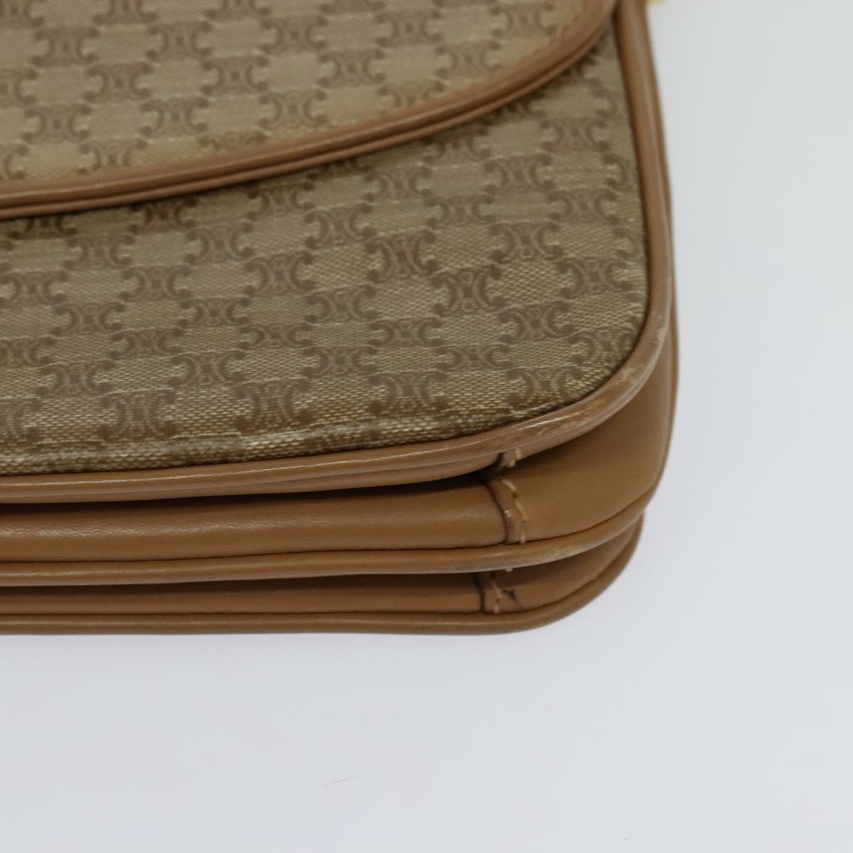 CELINE Macadam Canvas Shoulder Bag Pvc Leather Beige - 14