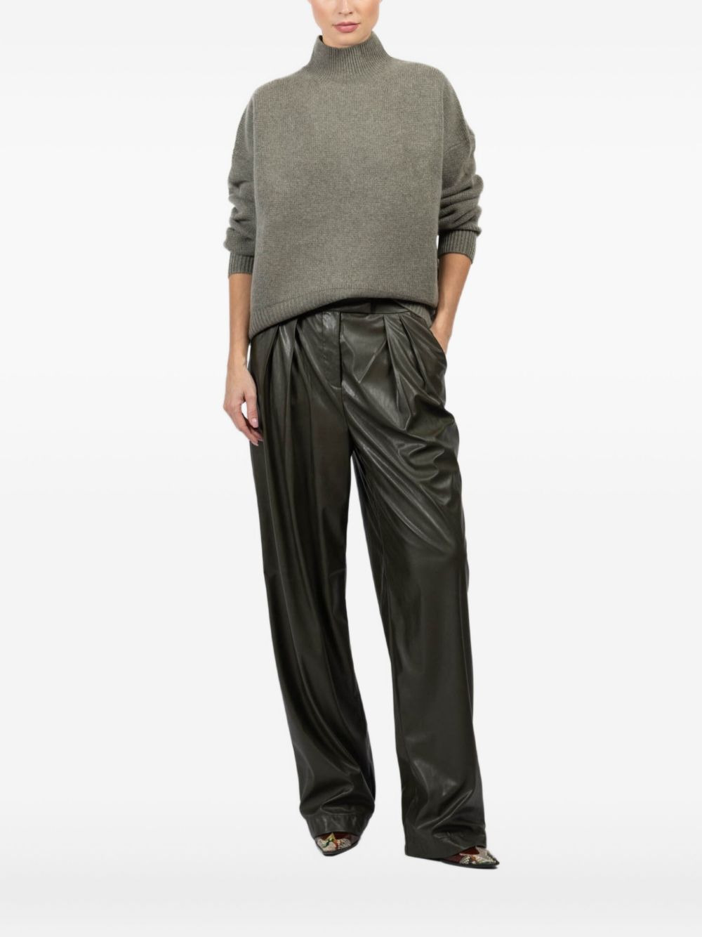 high-neck ribbed sweater - 1