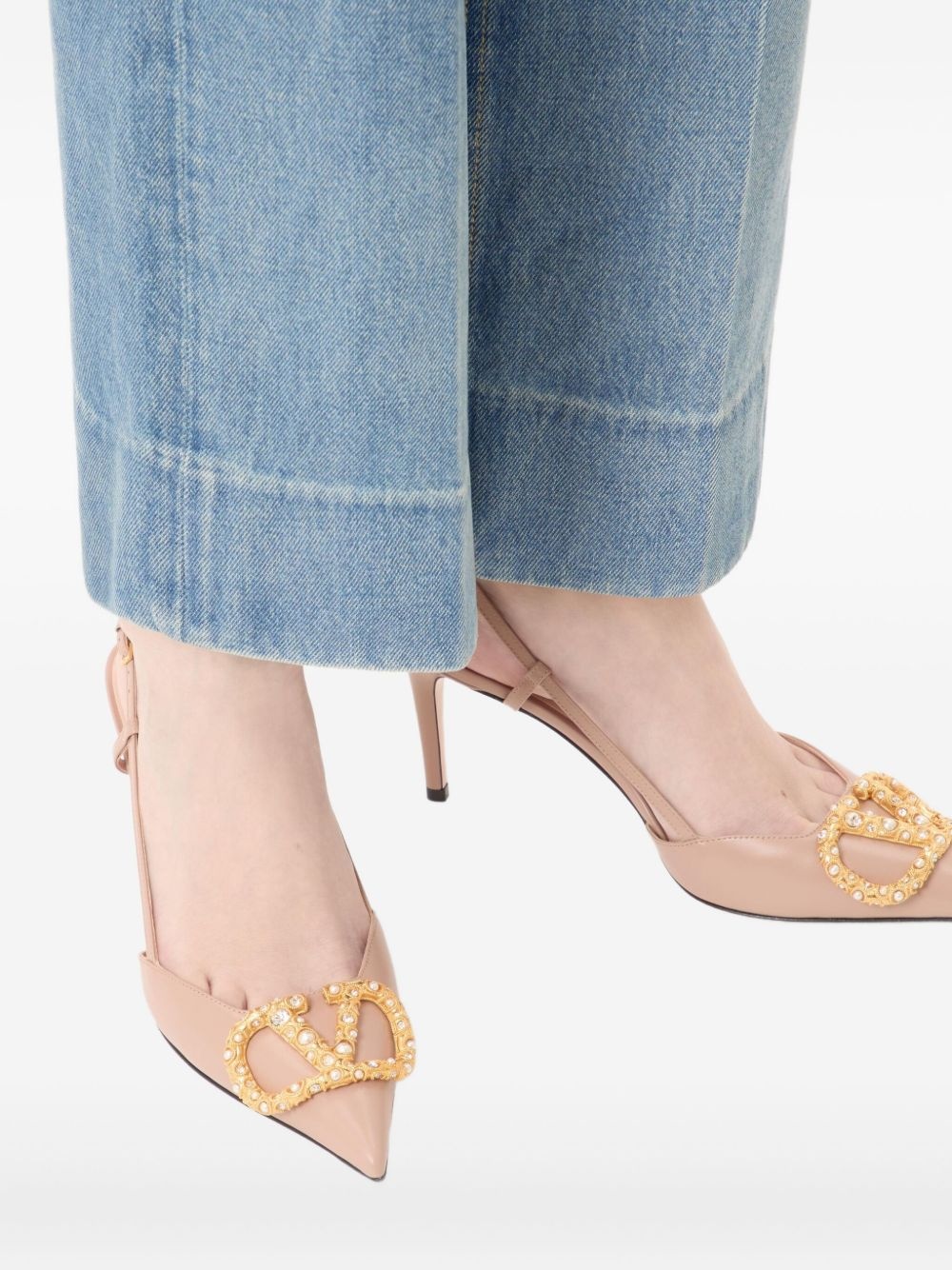 VLOGO SIGNATURE SLINGBACK CALFSKIN PUMP WITH JEWEL LOGO 80MM - 7