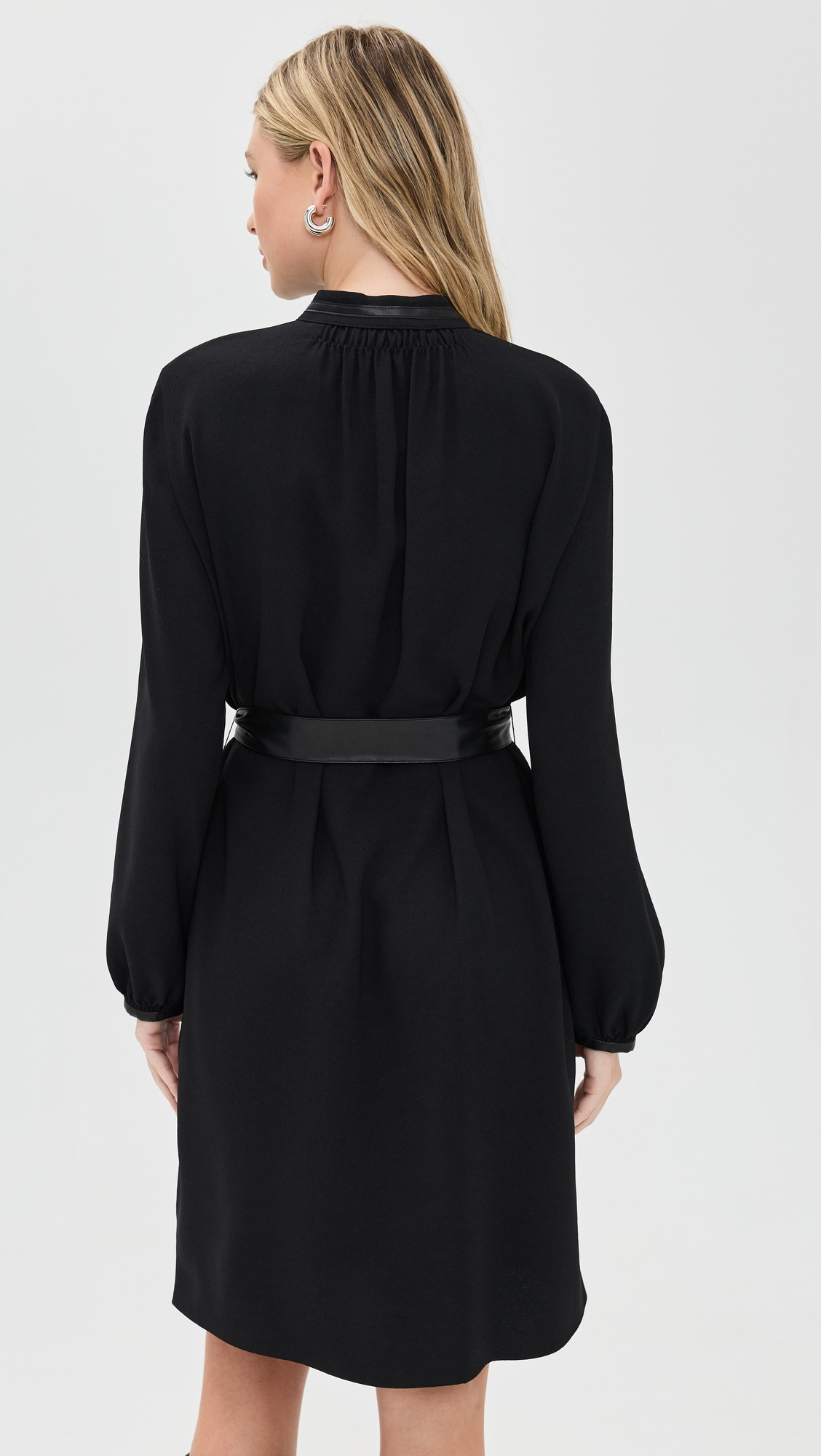 Shirt Dress with Faux Leather Trim - 2