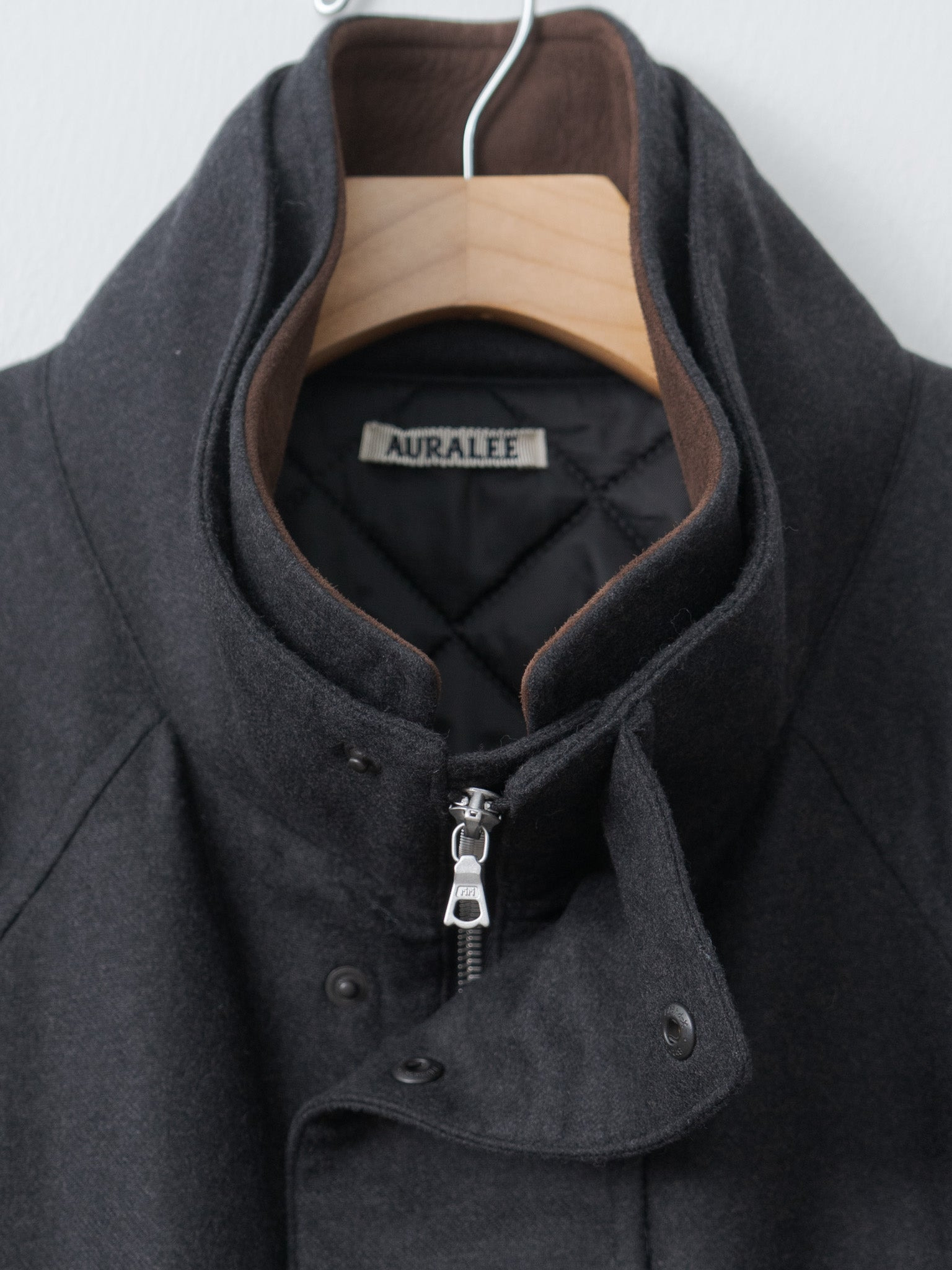 Wool Fulling Flannel Padded Over Blouson - Top Charcoal - 10