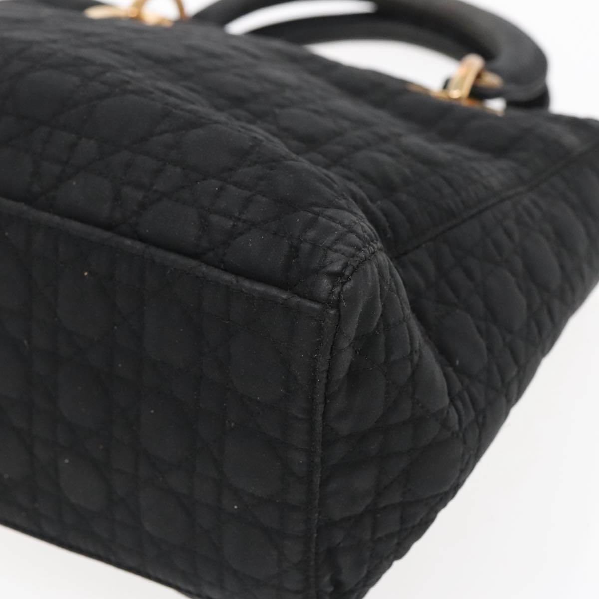 DIOR Lady DIOR Canage Hand Bag Nylon Black Gold - 15