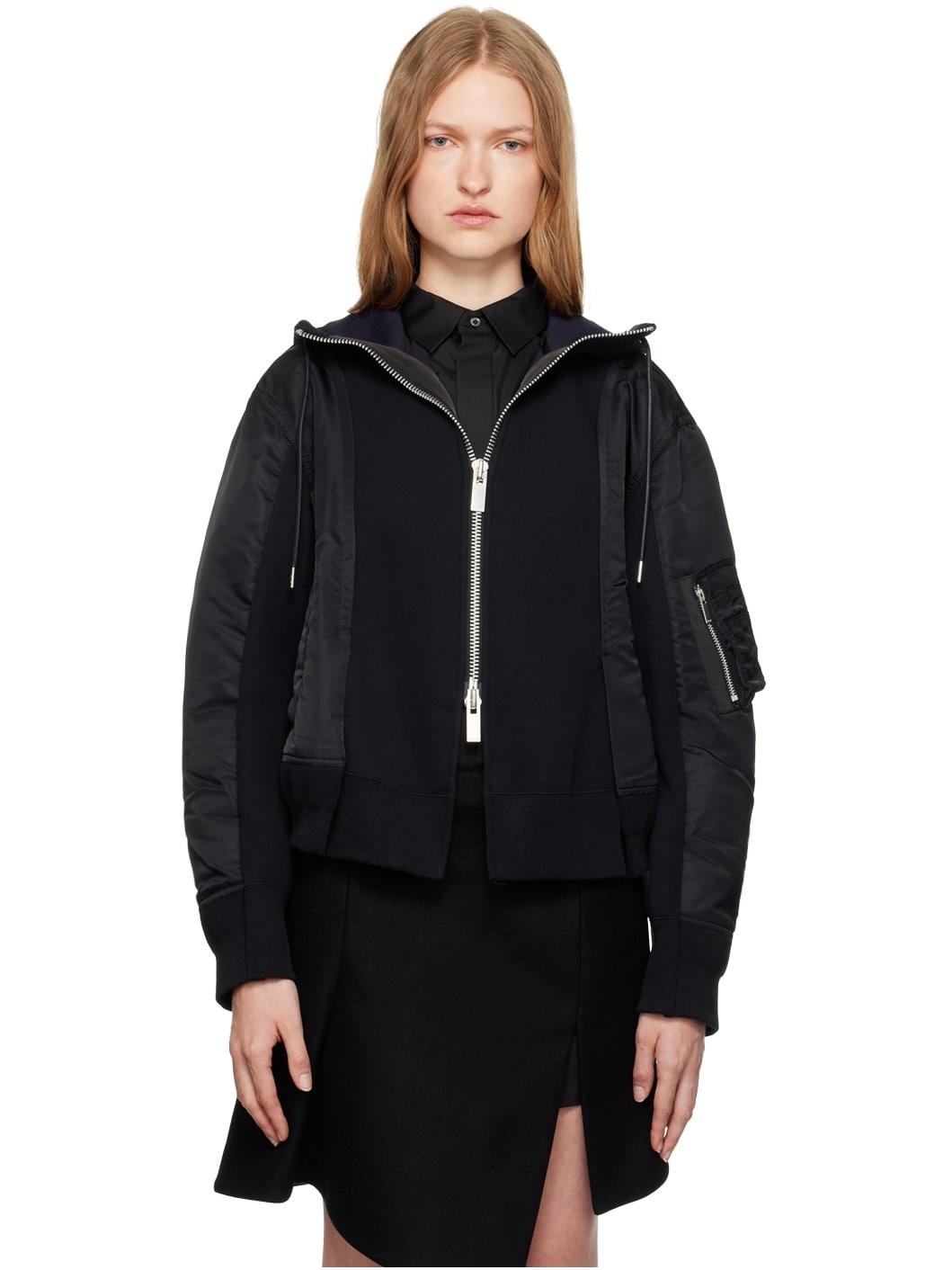 Black Sponge Sweat Hoodie - 1