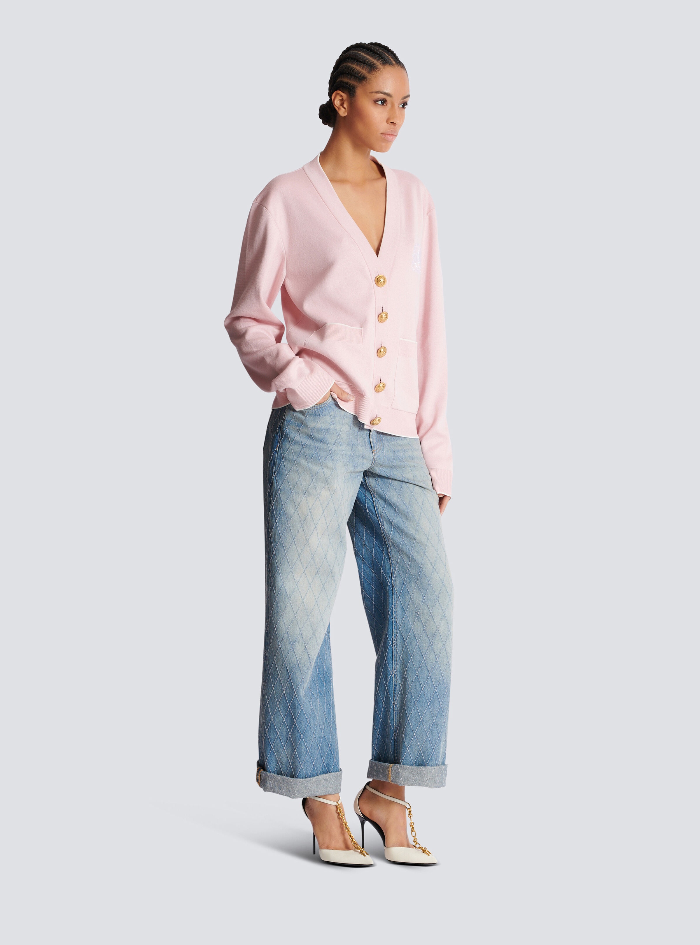 Balmain Emblème-embroidered knit cardigan - 3