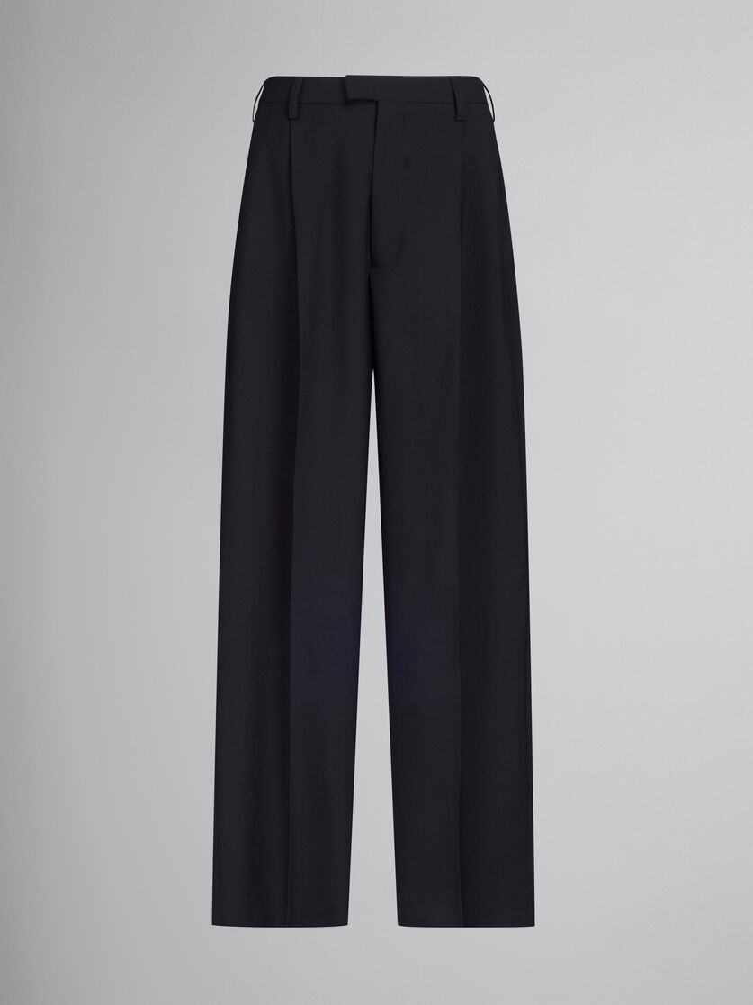 BLACK TROPICAL WOOL TAILORED TROUSERS - 1