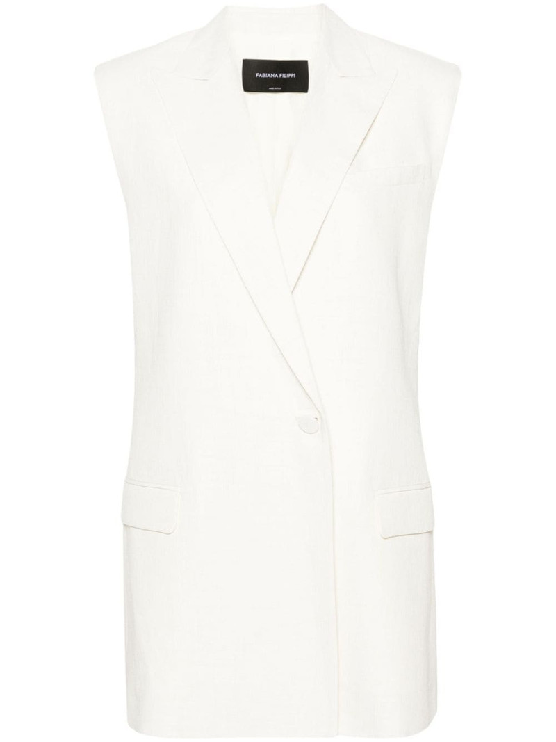 single-breasted linen-blend gilet 1