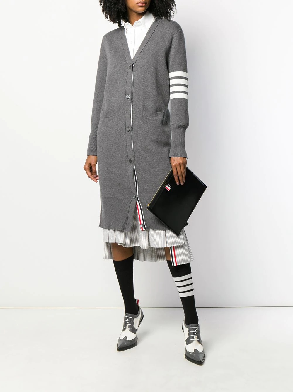 4-Bar v-neck long cardigan - 2
