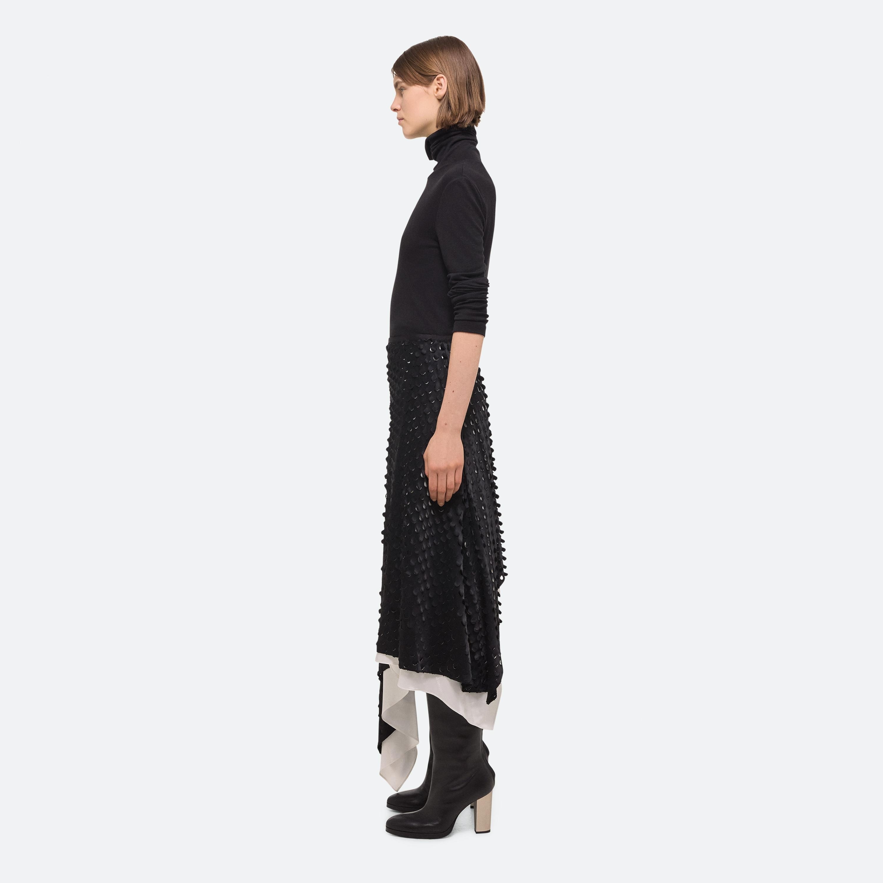 HOLE-PUNCHED SCARF HEM SKIRT - 3