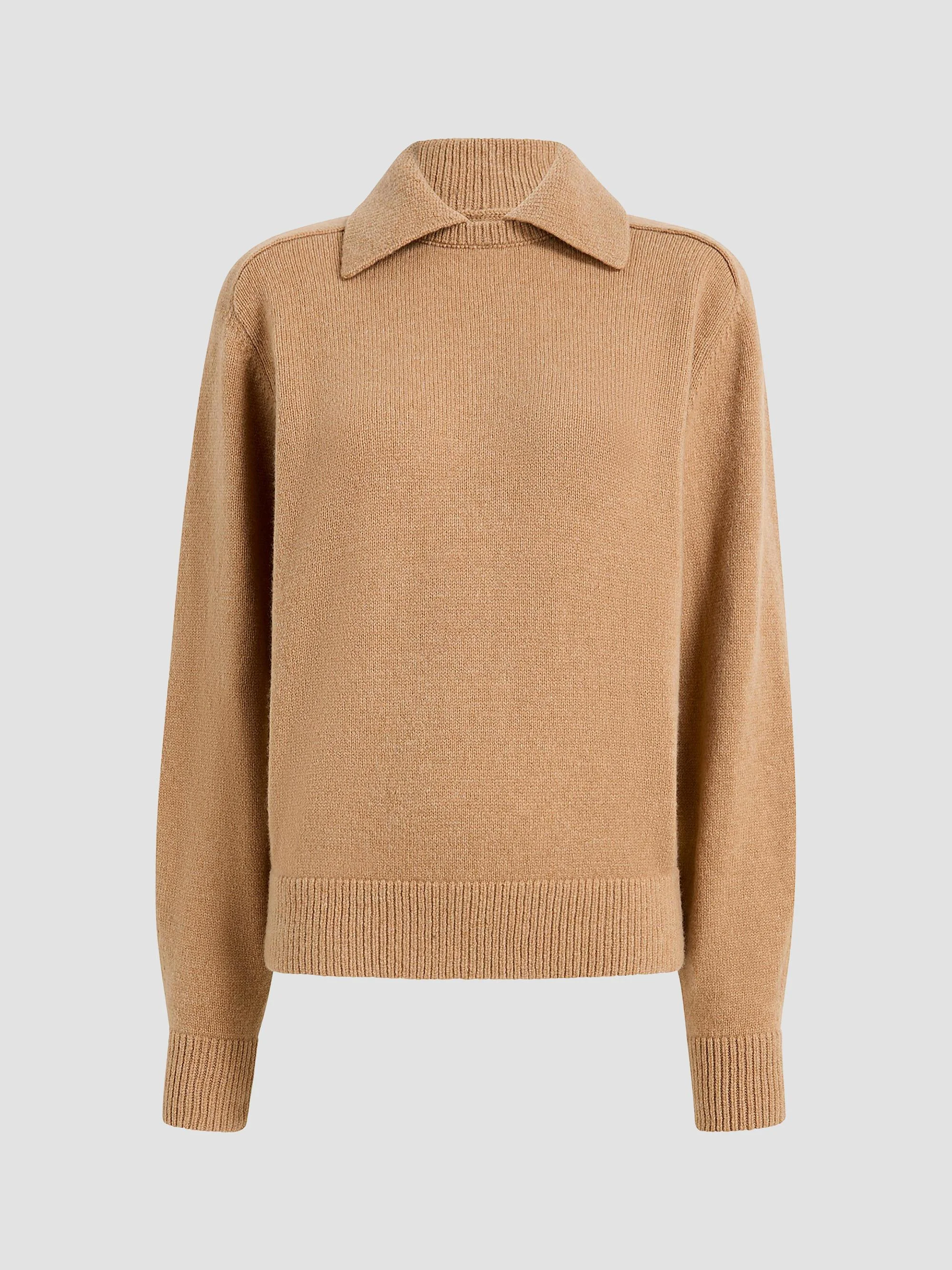 Women's Jackson Wool-Cashmere Spread-Collar Sweater - Camel - 1