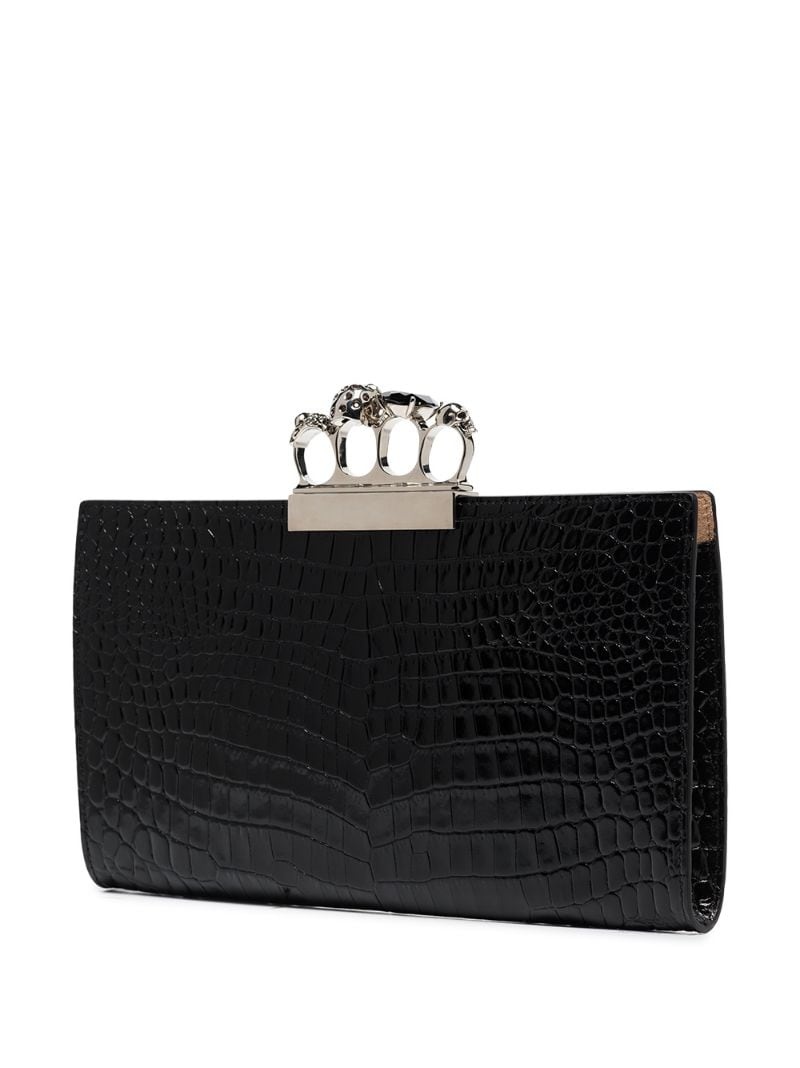 crocodile-embossed knuckleduster clutch - 3