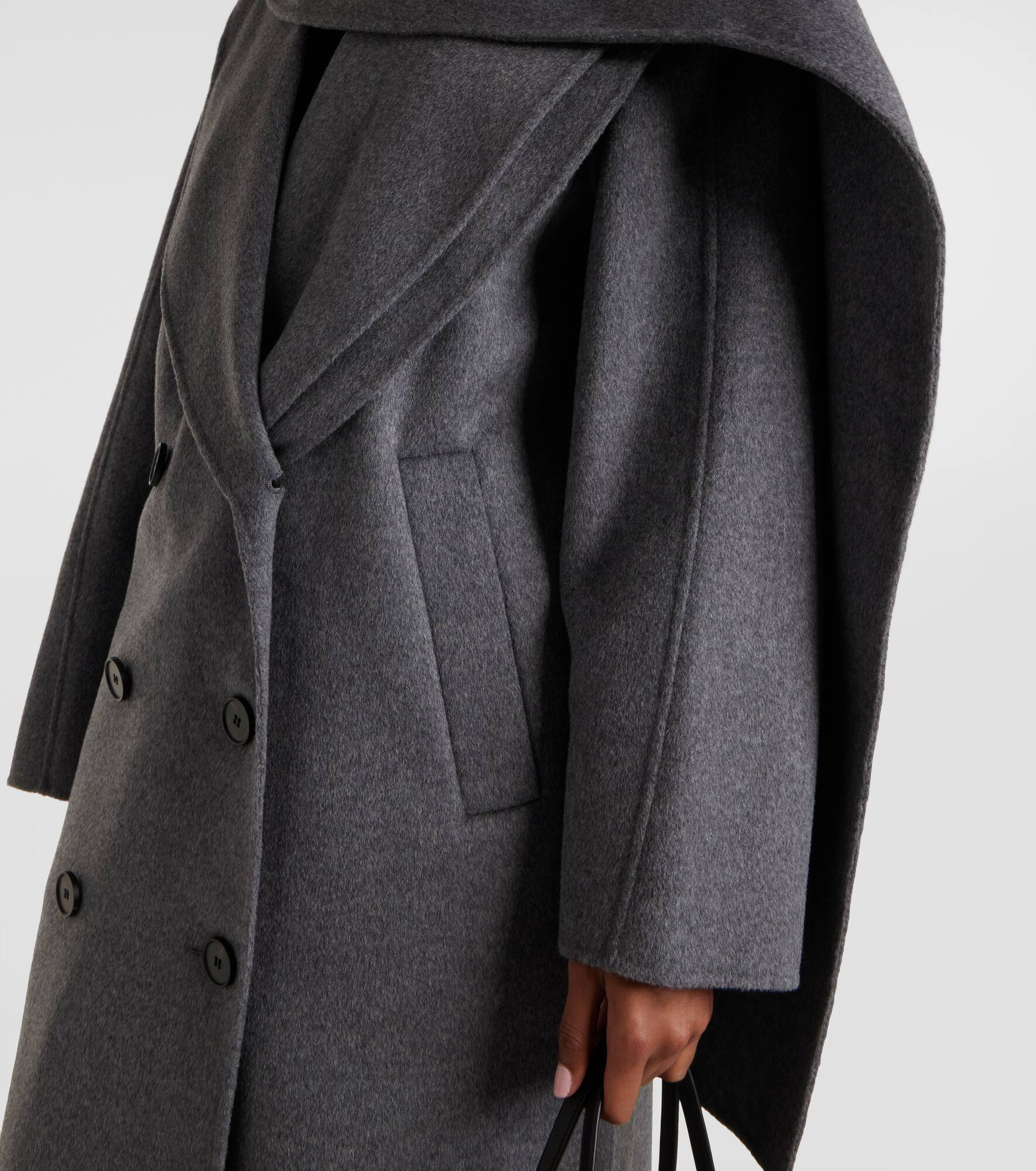 Scarf-detail wool and cashmere coat - 5