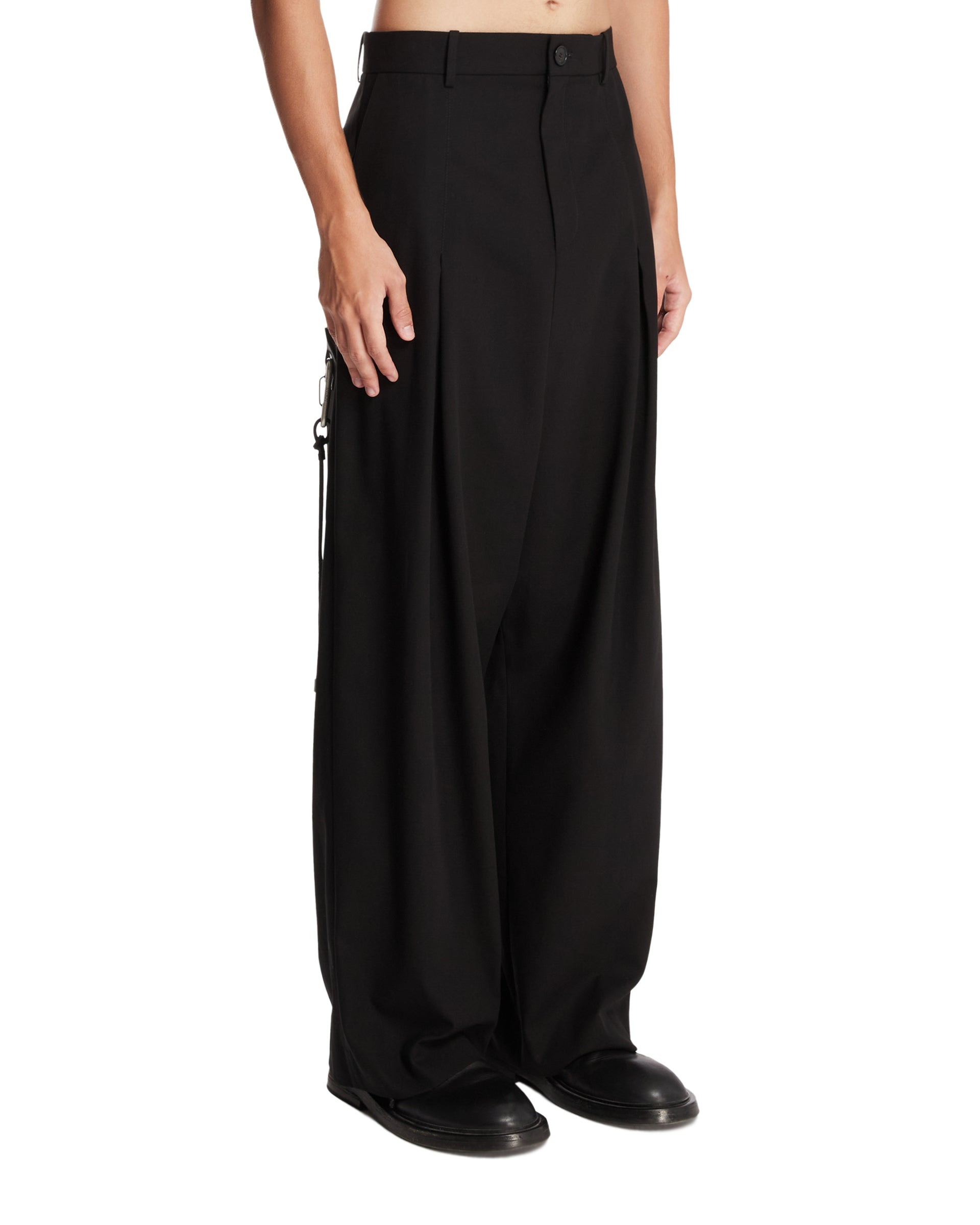 Green Wool Drawstring Trousers - 4
