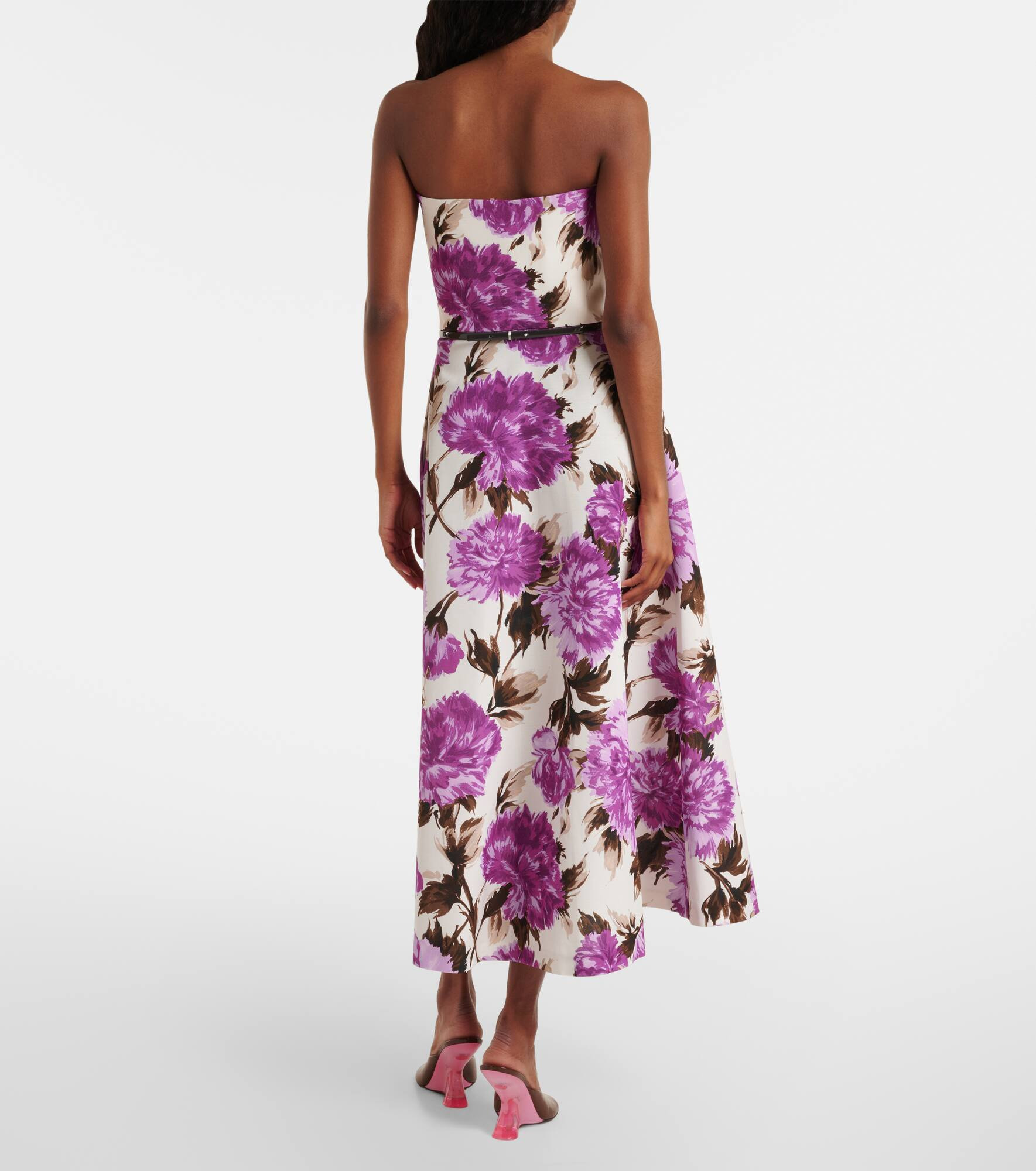 Floral cotton-blend faillé midi dress - 3