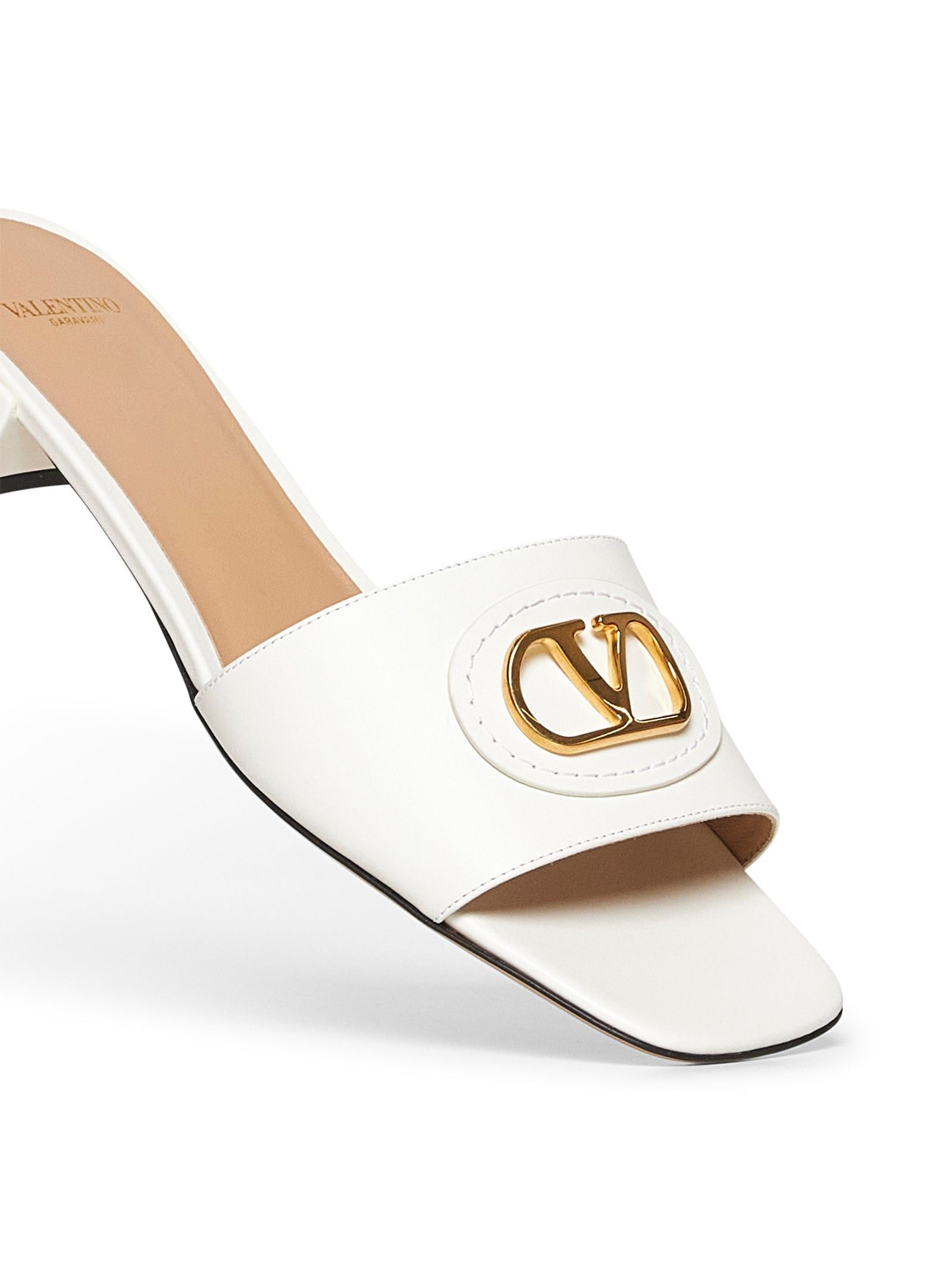 Valentino Garavani Women Ivory Calfskin Vlogo Signature Slide Sandals - 4