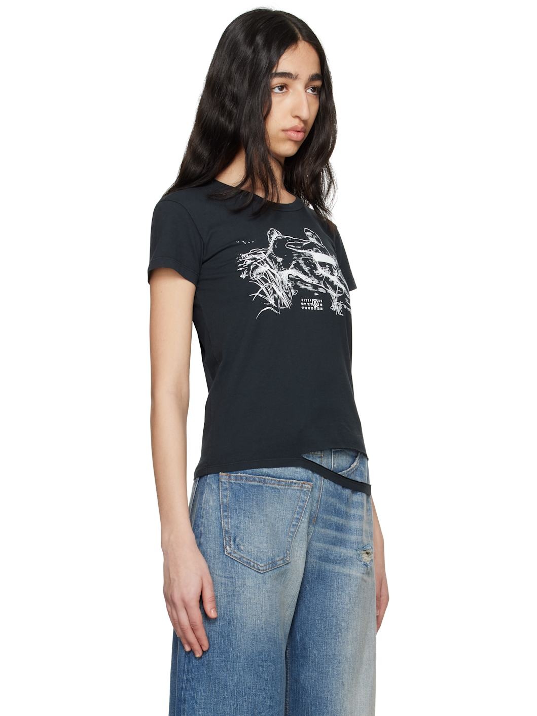 Black Rabbit Print T-shirt - 2