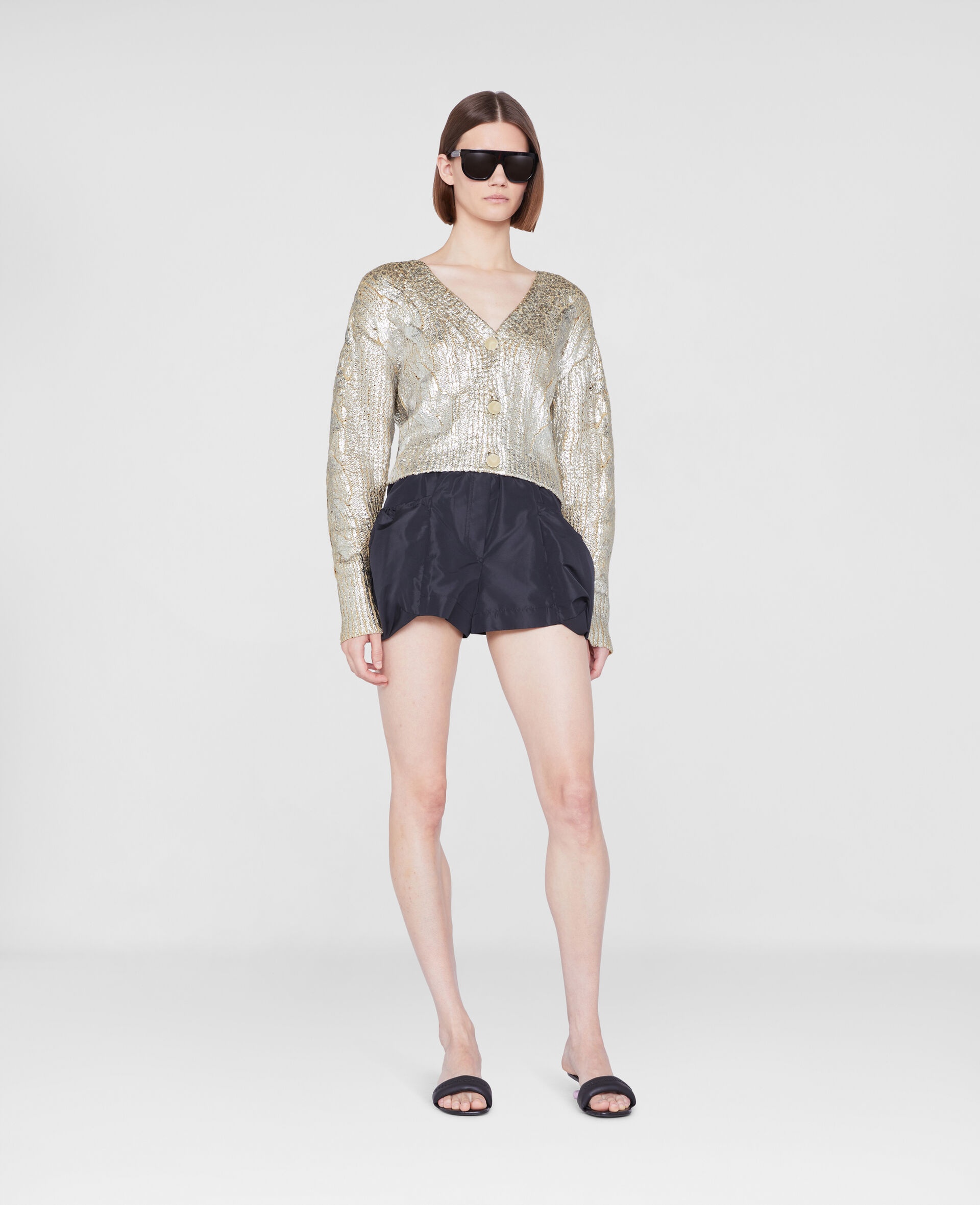 Foiled Cropped Cardigan - 2