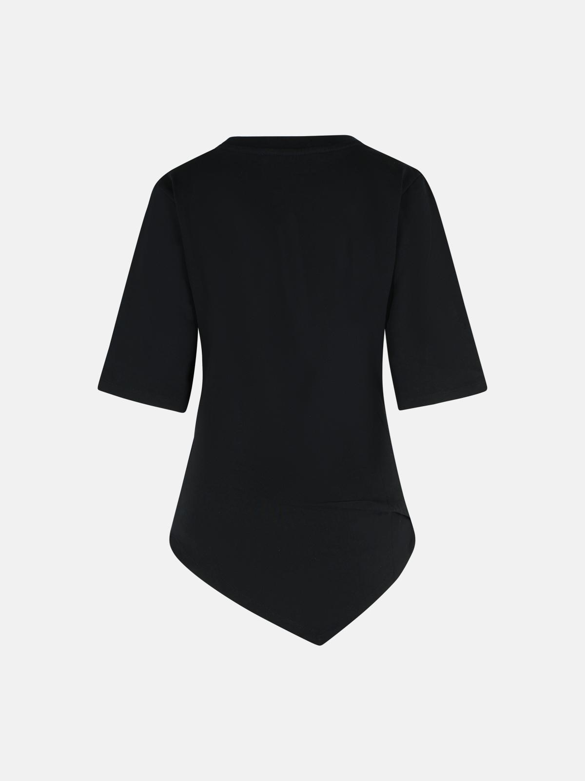 BLACK ORGANIC COTTON WOVEN T-SHIRT - 3