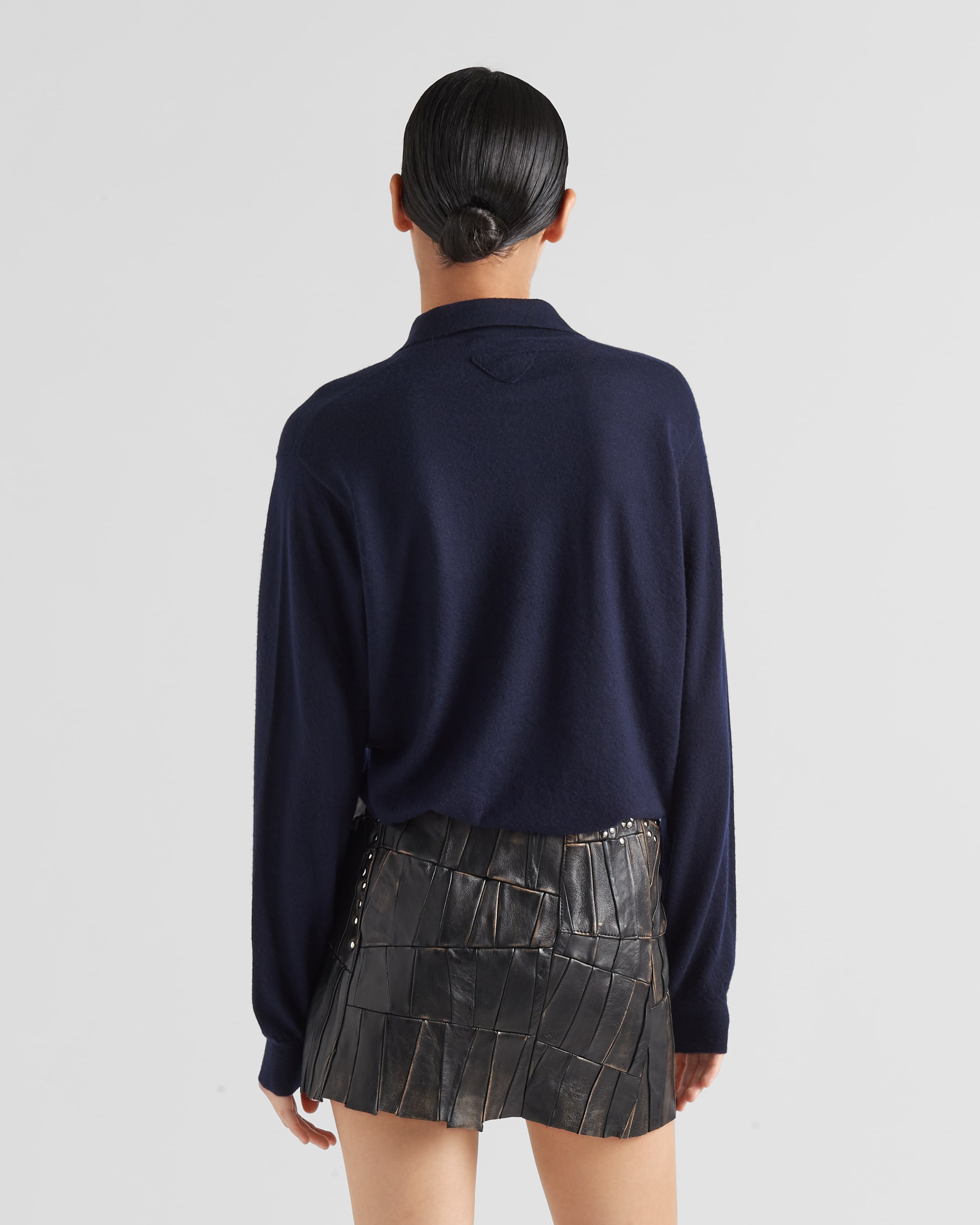 Studded nappa leather patchwork skirt - 5