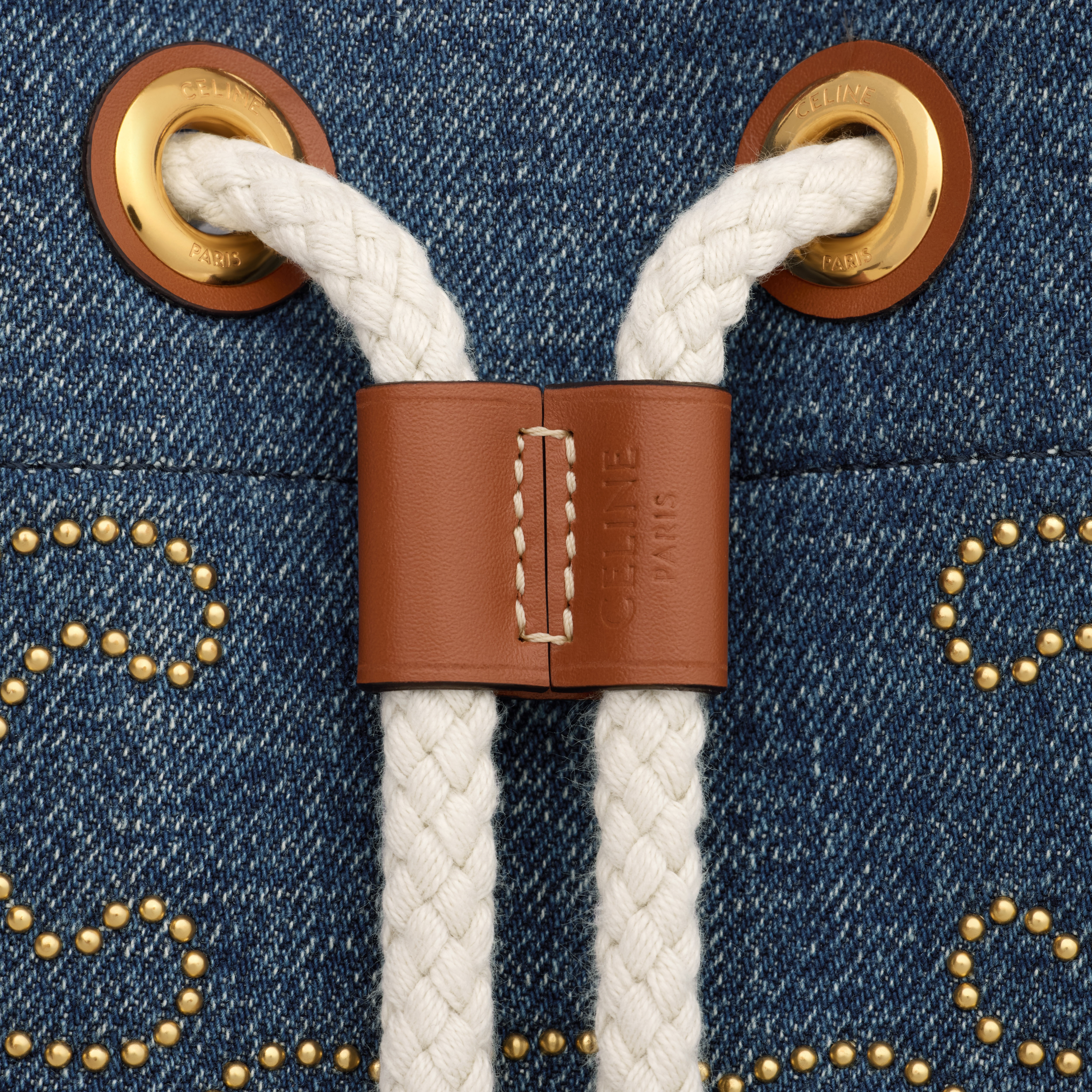 Teen Drawstring in DENIM WITH TRIOMPHE STUDS AND CALFSKIN - 3