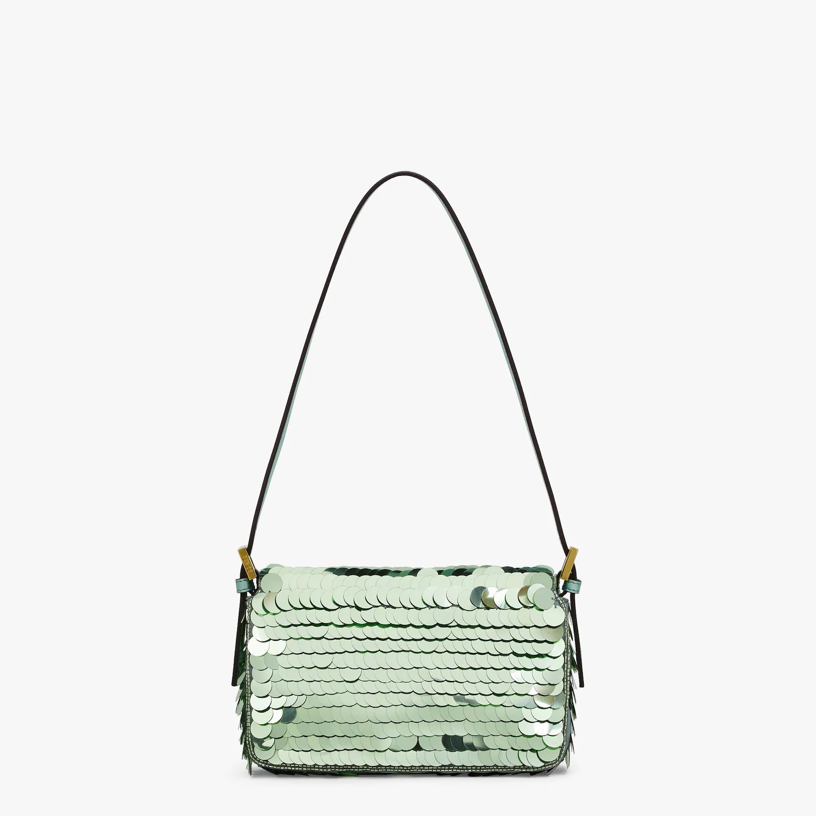Small 1997 Baguette bag with all-over green metallic sequin embroidery, embellished with an FF clasp - 3