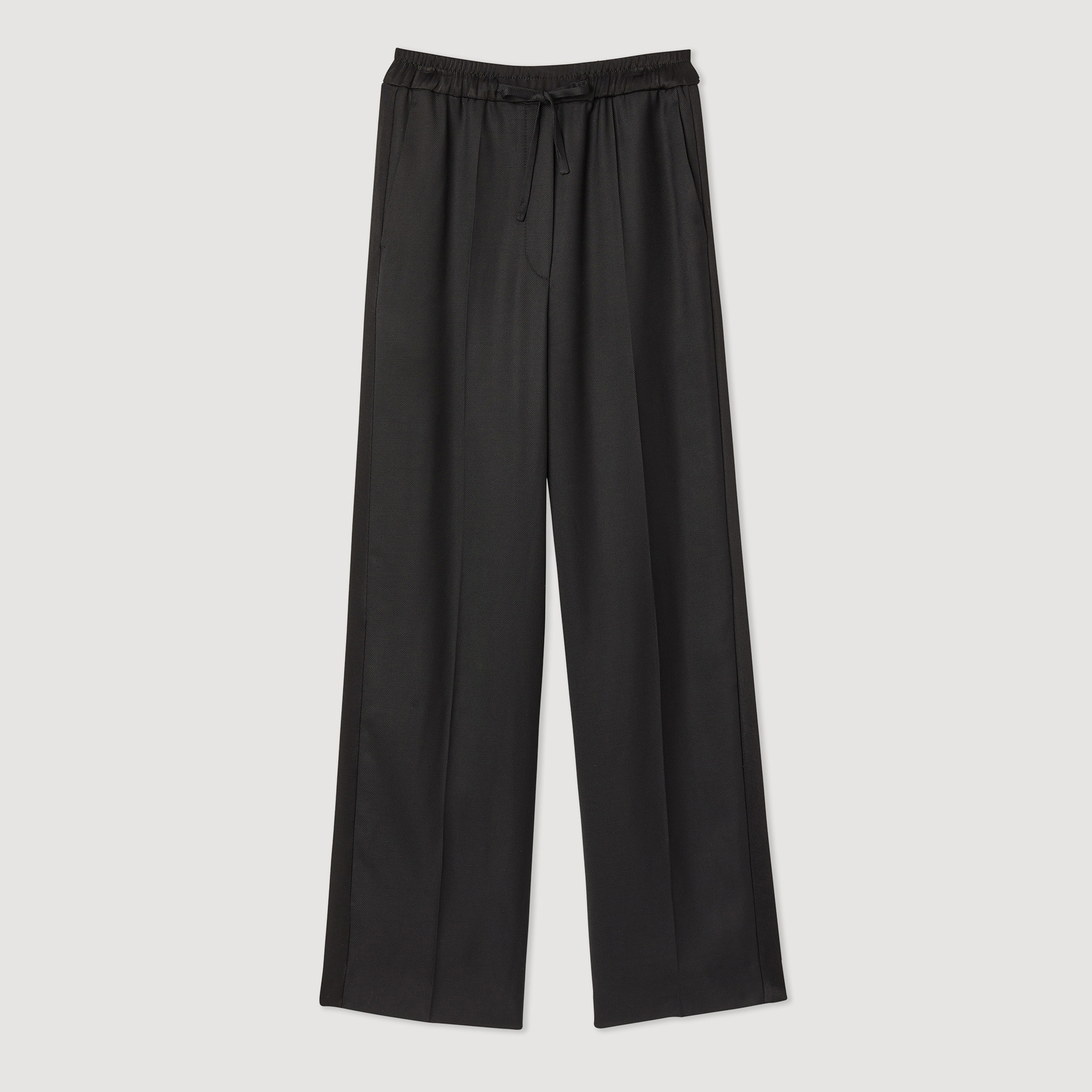 Wide pants with satin side stripes - 1