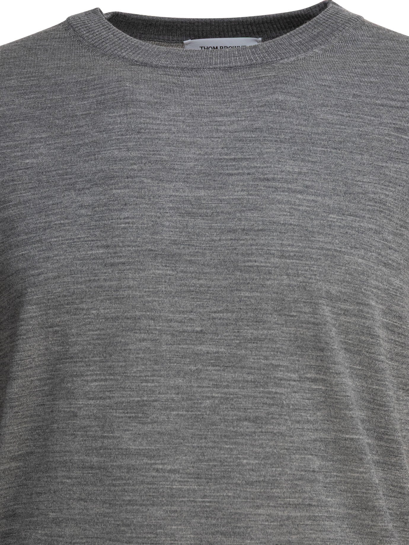 Thom Browne Classic Crewneck Pullover W/ 4 Bar Sleeve In Fine Merino Wool - 3