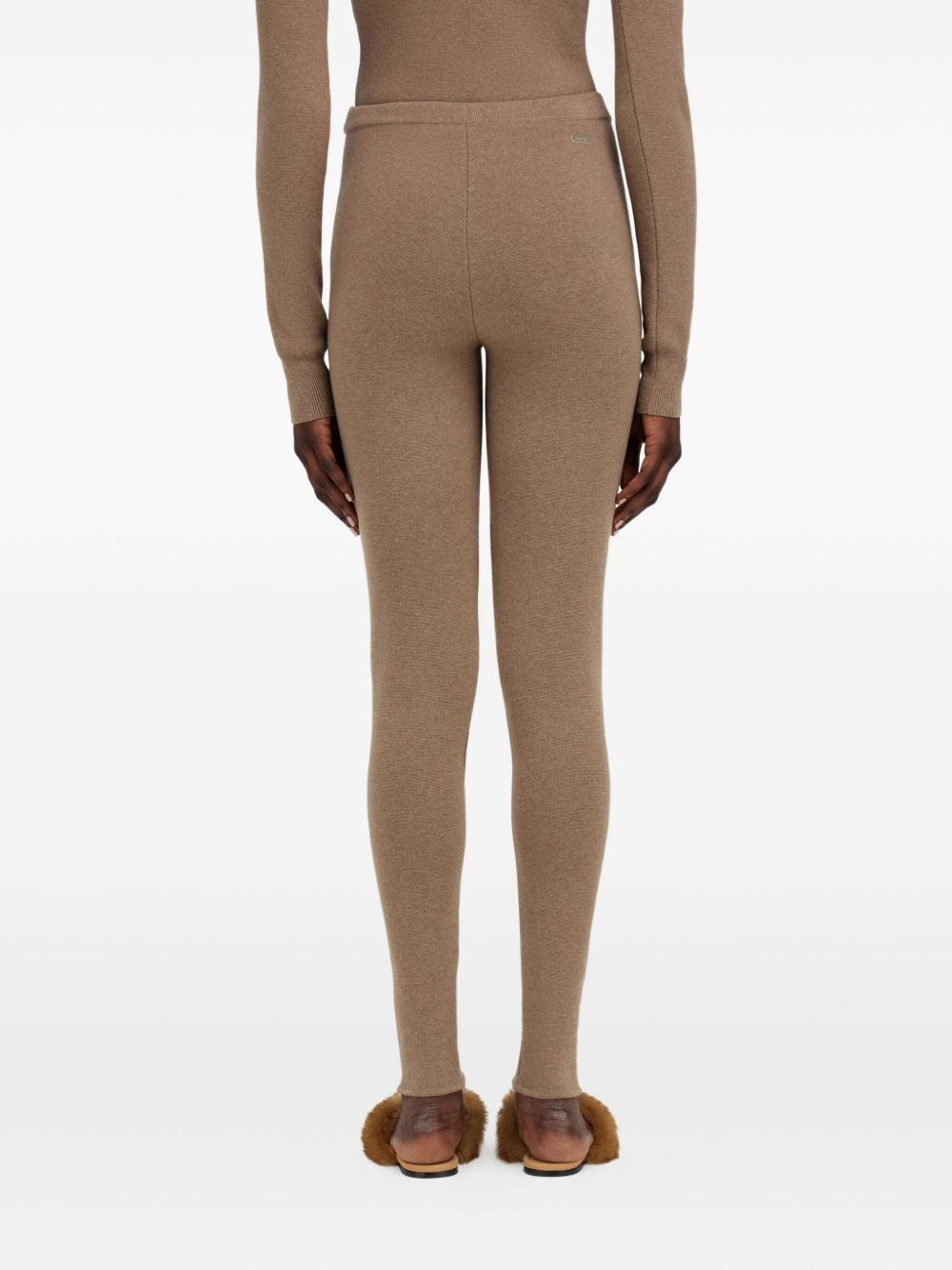 elasticated-waistband virgin-wool leggings - 3