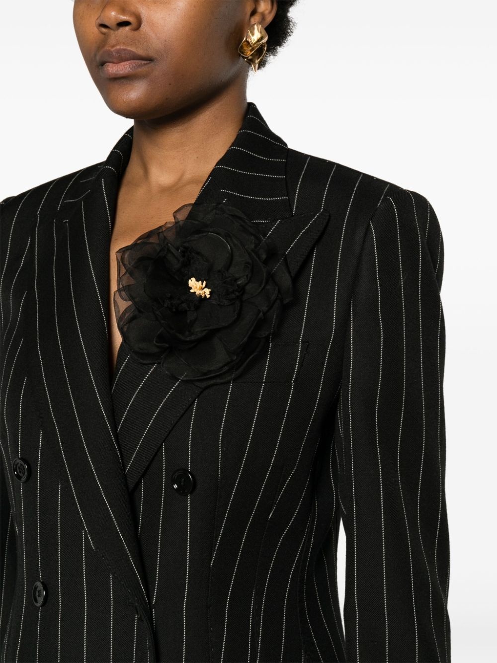pinstripe double-breasted blazer - 5