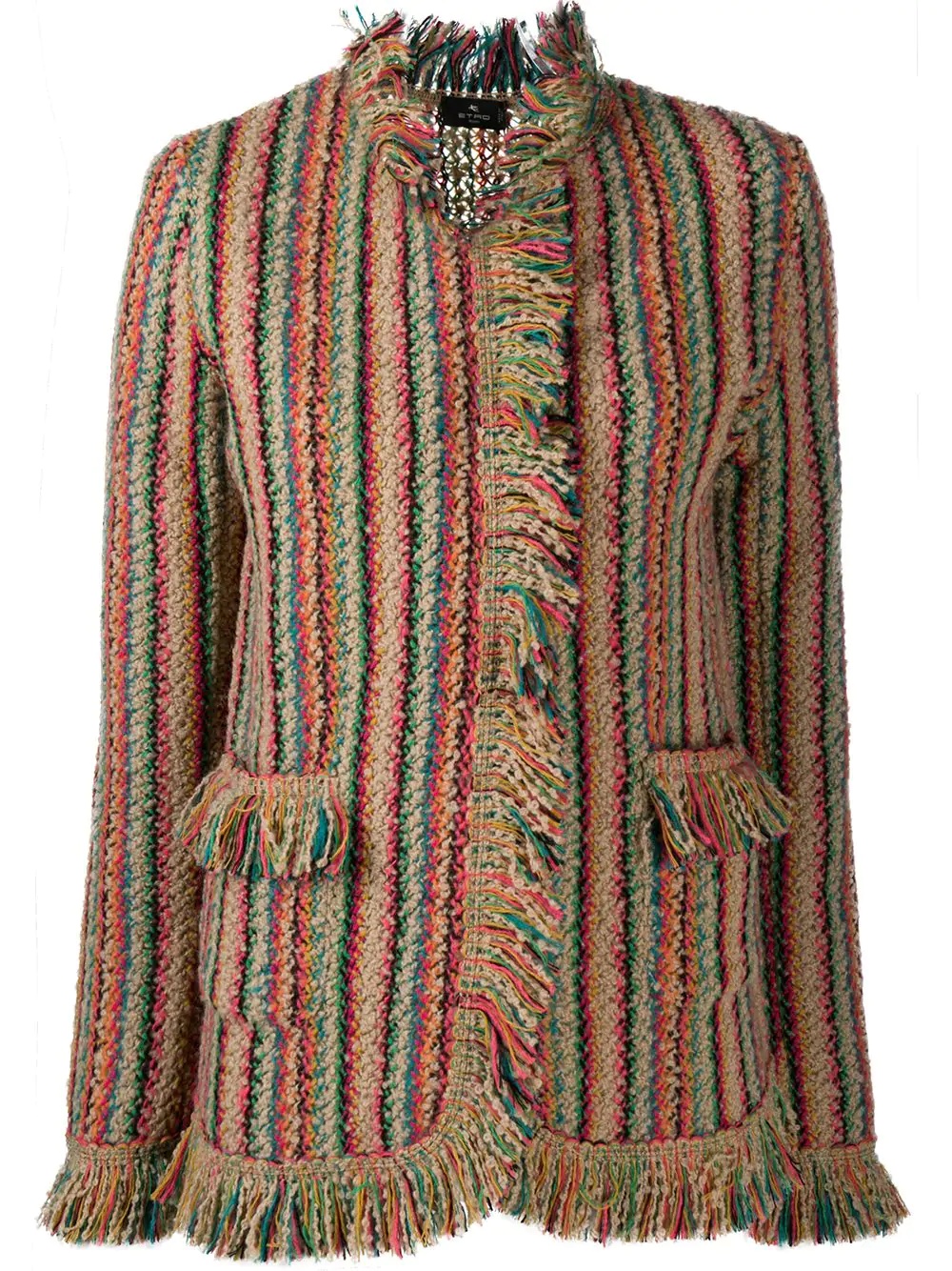 frayed striped cardigan - 1