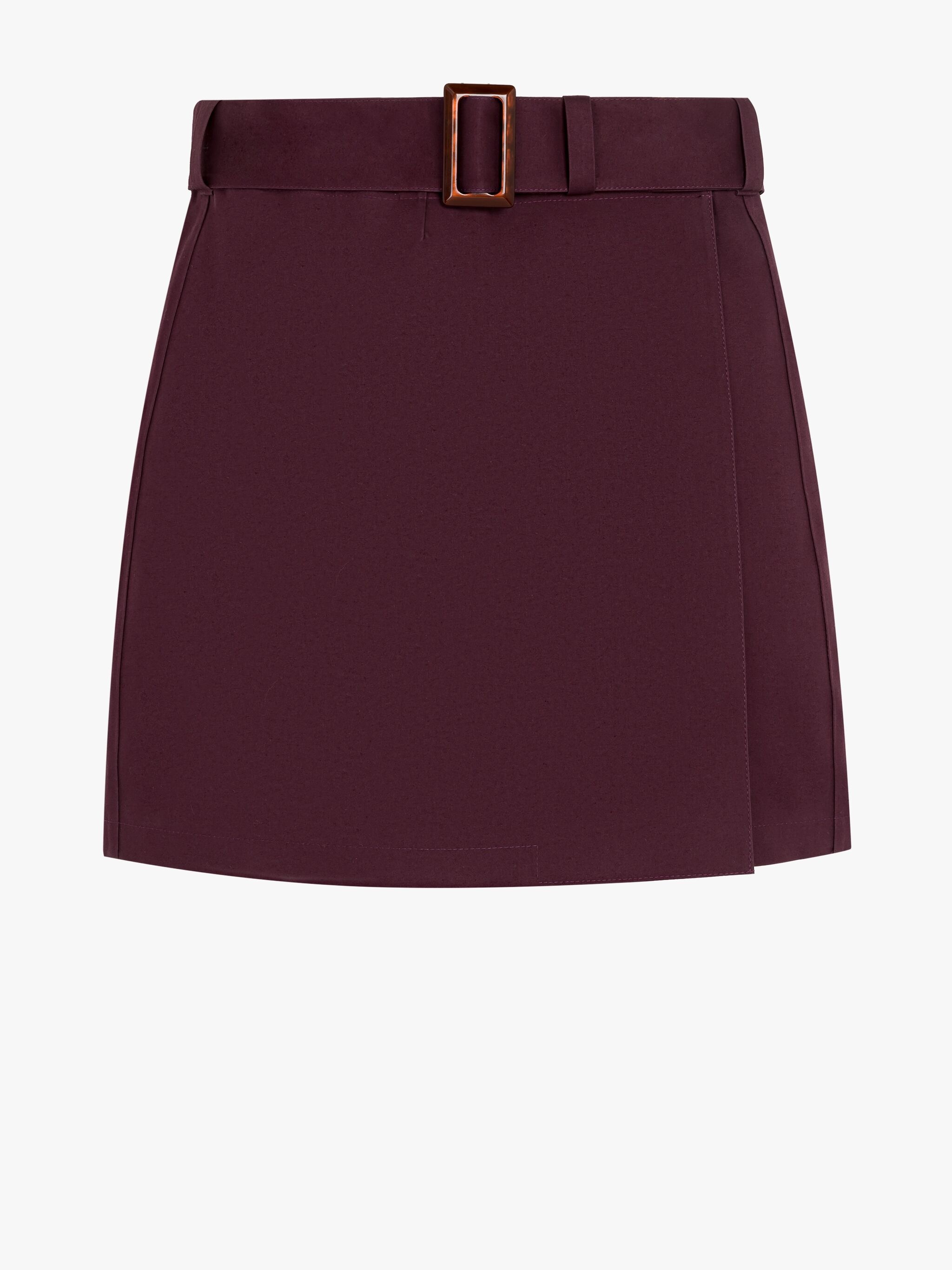 SEEMA BURGUNDY BONDED COTTON SKIRT - 1