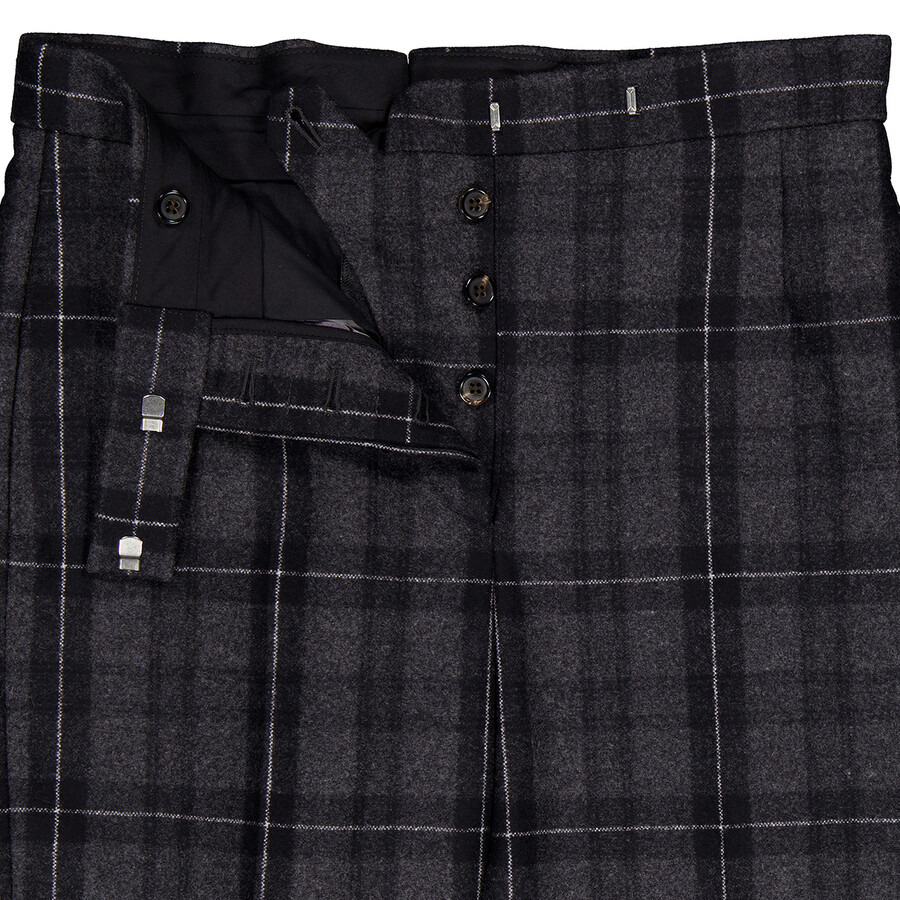 Thom Browne Ladies Charcoal Check-Pattern Cropped Trousers - 7