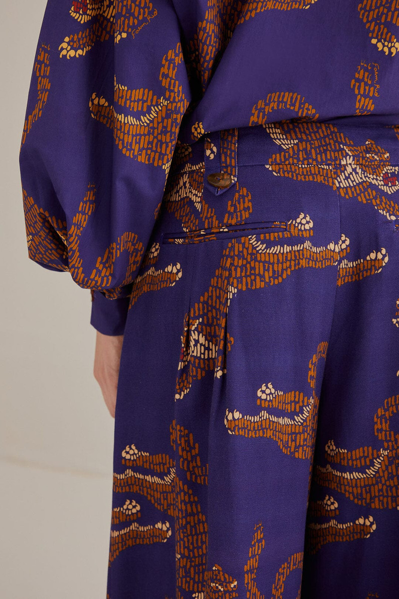 Navy Blue Leopards Tailored Pants 6