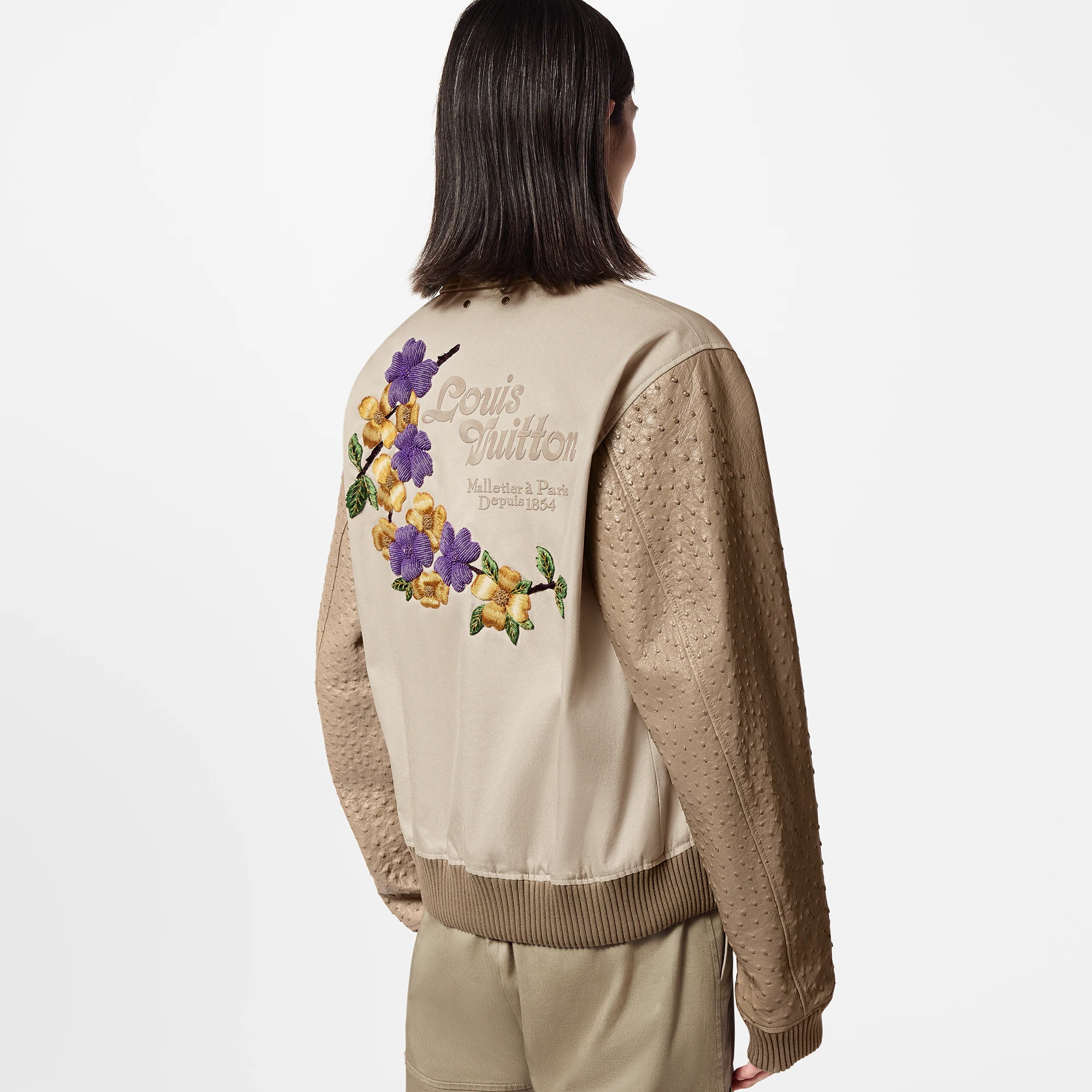 Embroidered Ostrich Varsity Jacket - 5