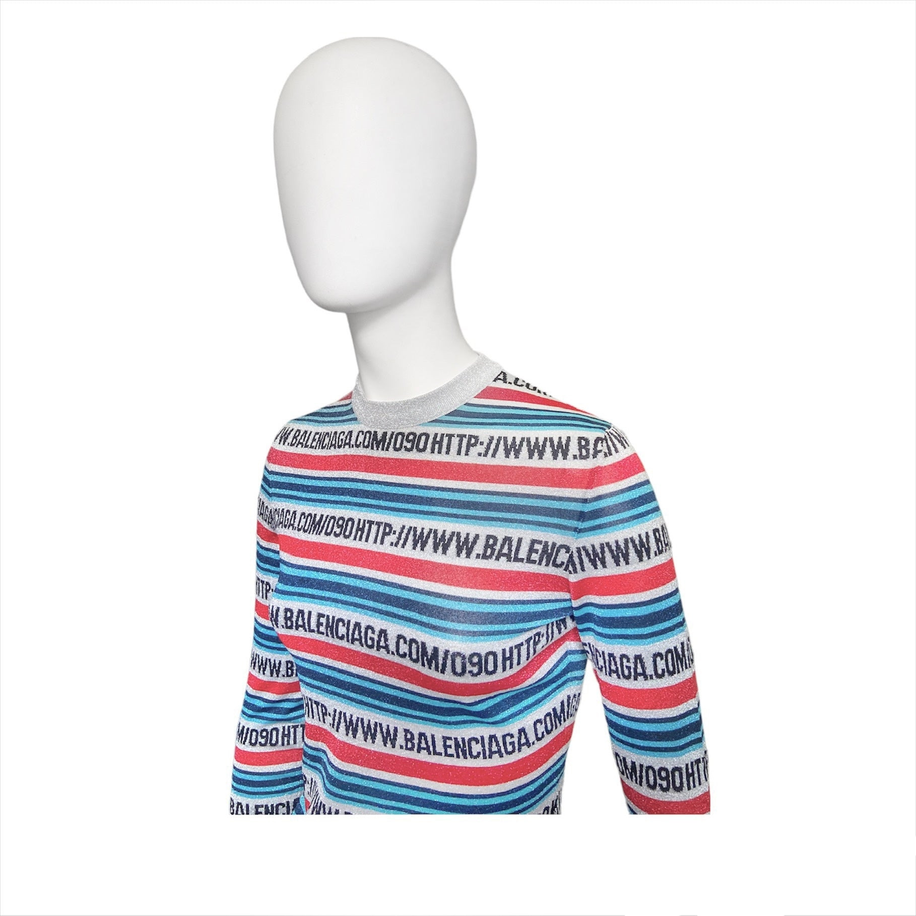Balenciaga Website Url glitter jacquard knit striped sweater top 38 - 3