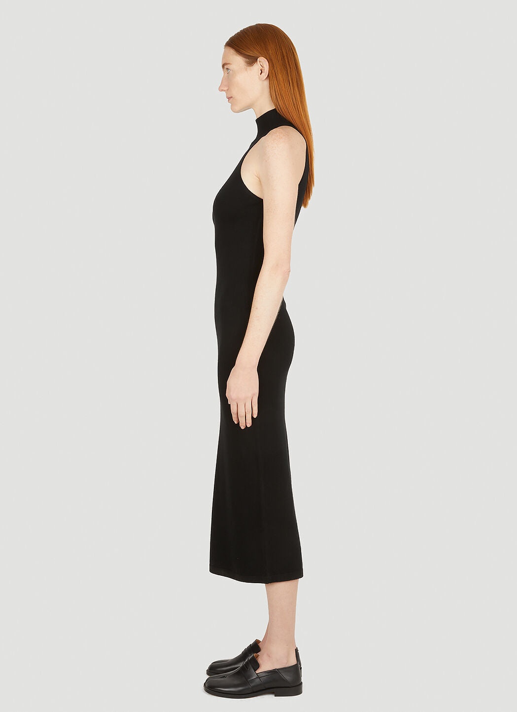 Ribbed Neck Wool Dress - 4