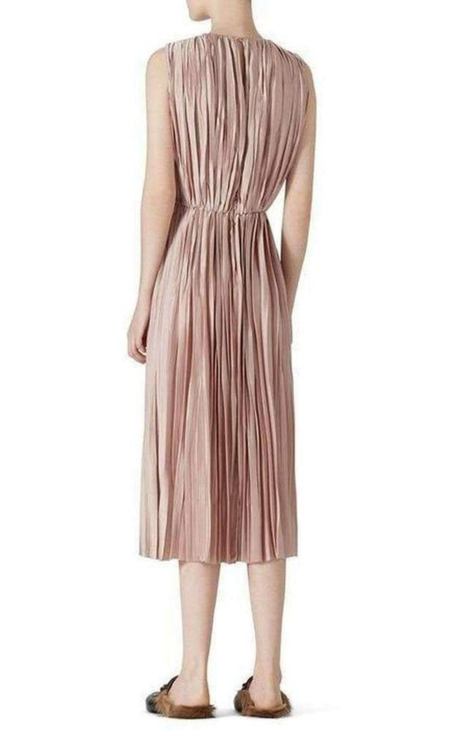 Pink Poly Satin Plissé Dress - 4