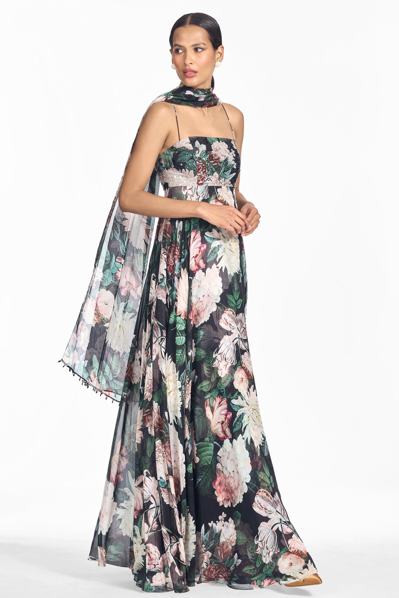EMBELLISHED AMES GOWN - ONYX & BLUSH BLOOMS 6