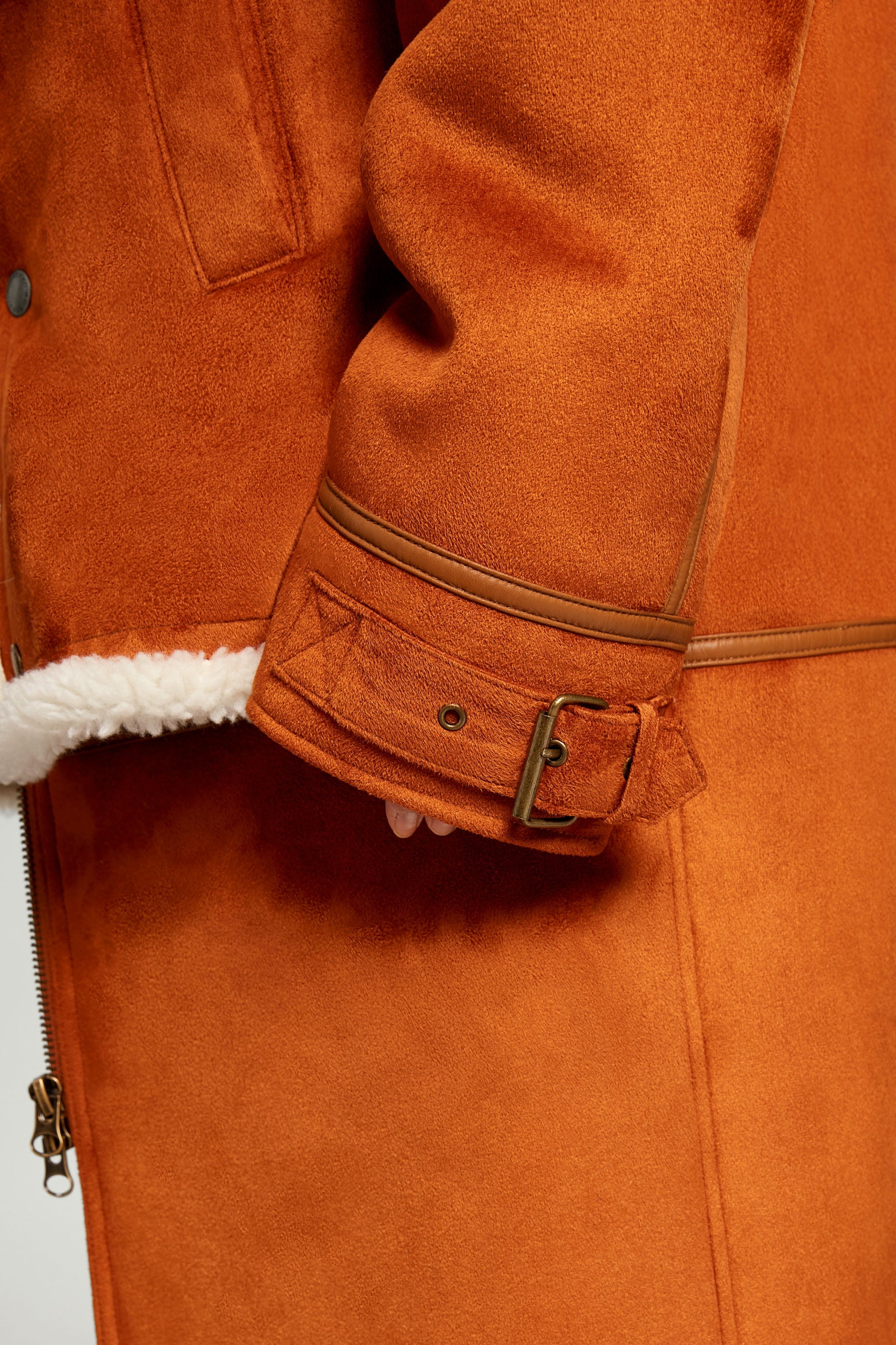 Snap Panel Shearling Coat - 8