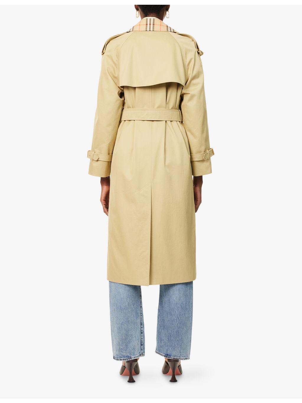Castleford Check-Print-Collar Cotton-Poplin Trench Coat - 4
