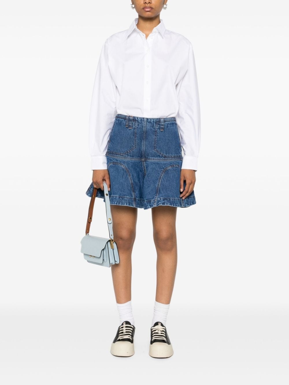 flared denim miniskirt - 2